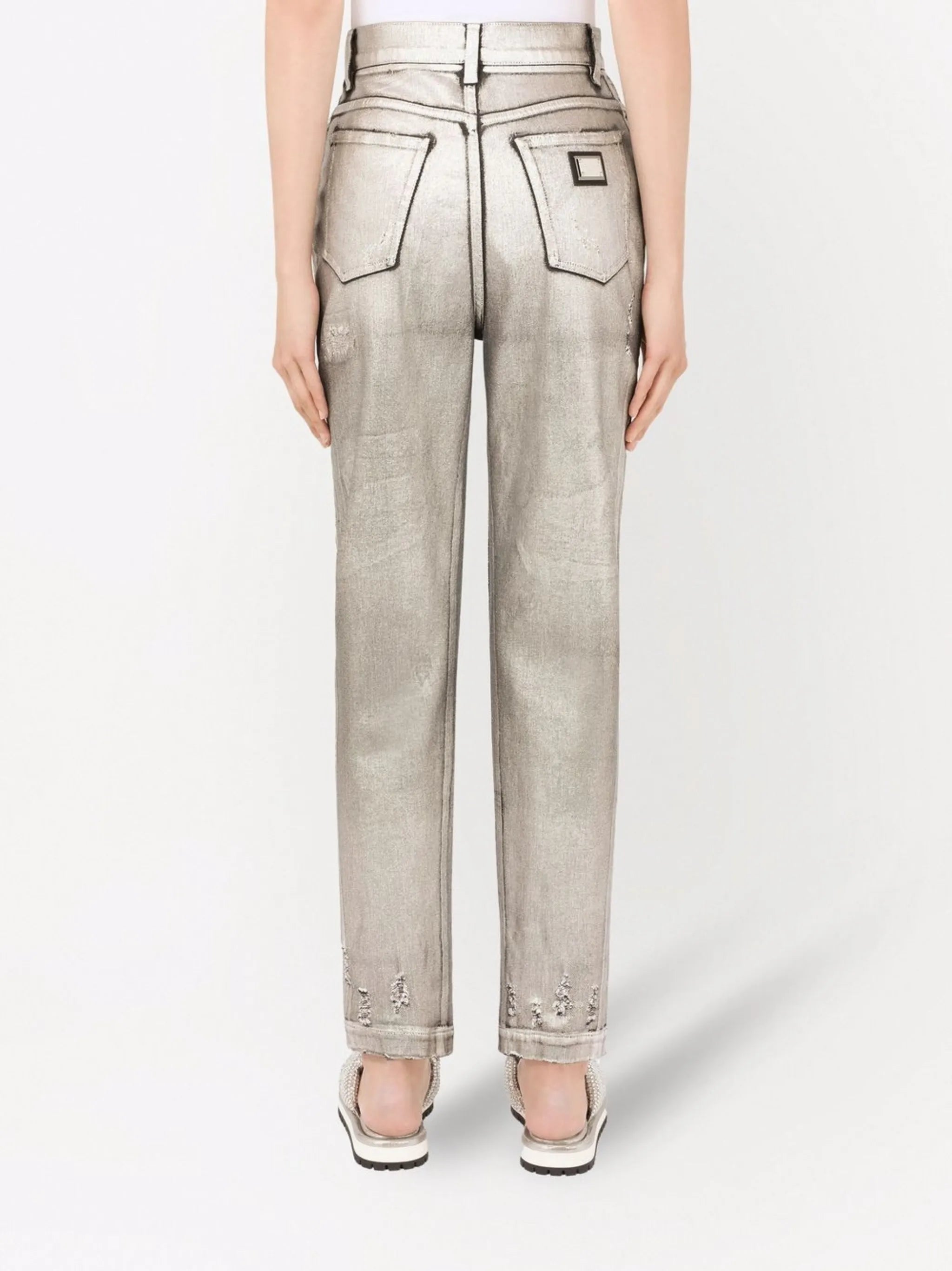 ripped-detail straight-leg jeans