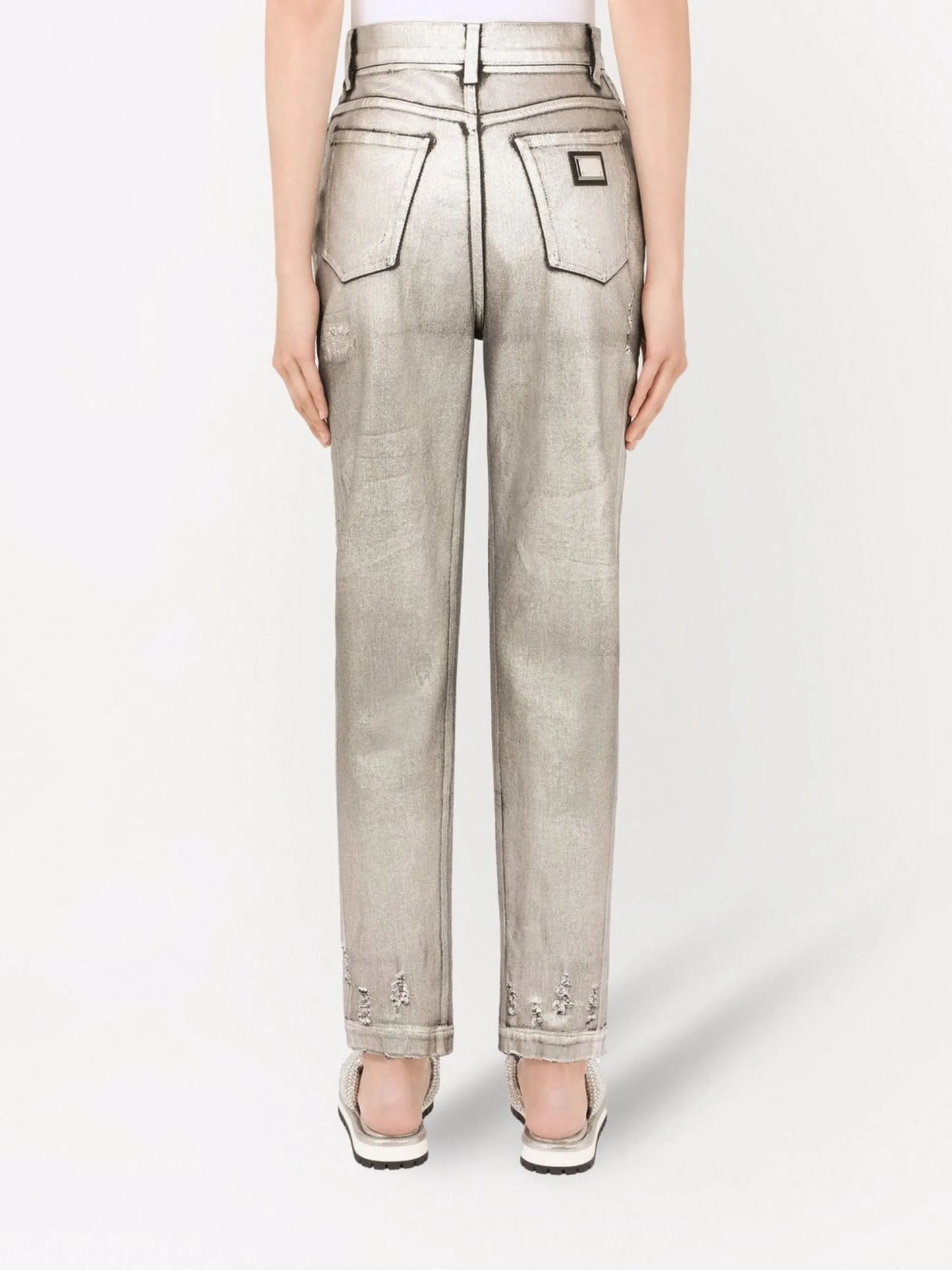 ripped-detail straight-leg jeans