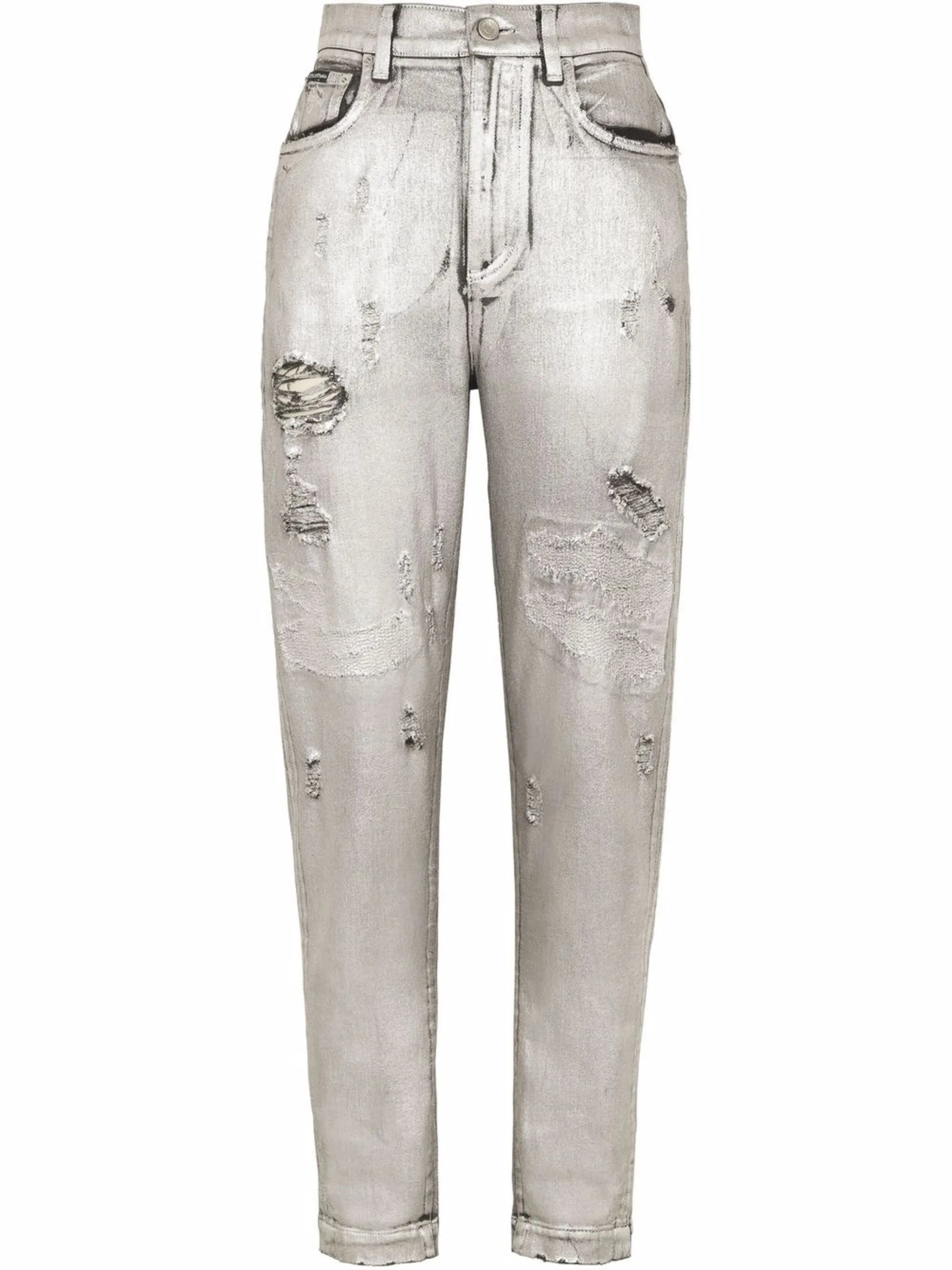 ripped-detail straight-leg jeans