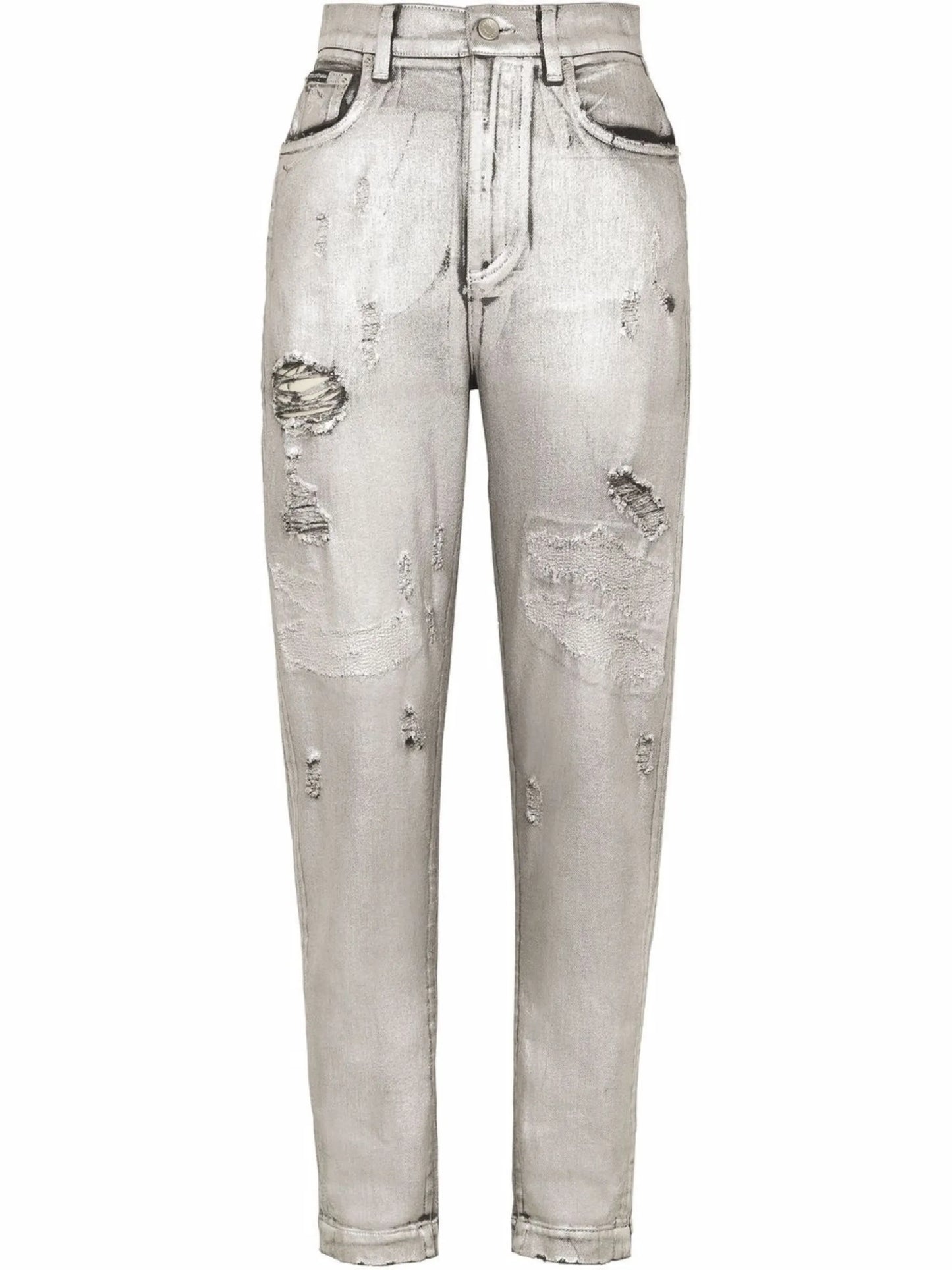 ripped-detail straight-leg jeans