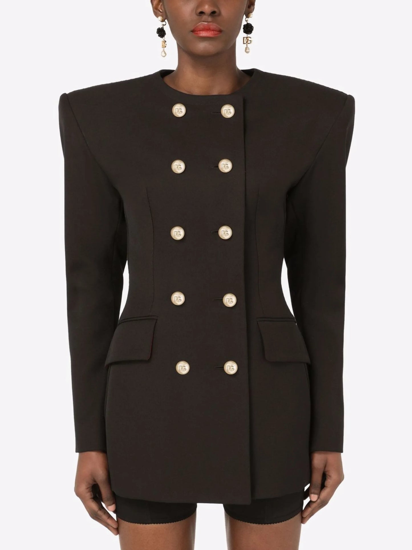 shoulder-pad double-breasted blazer