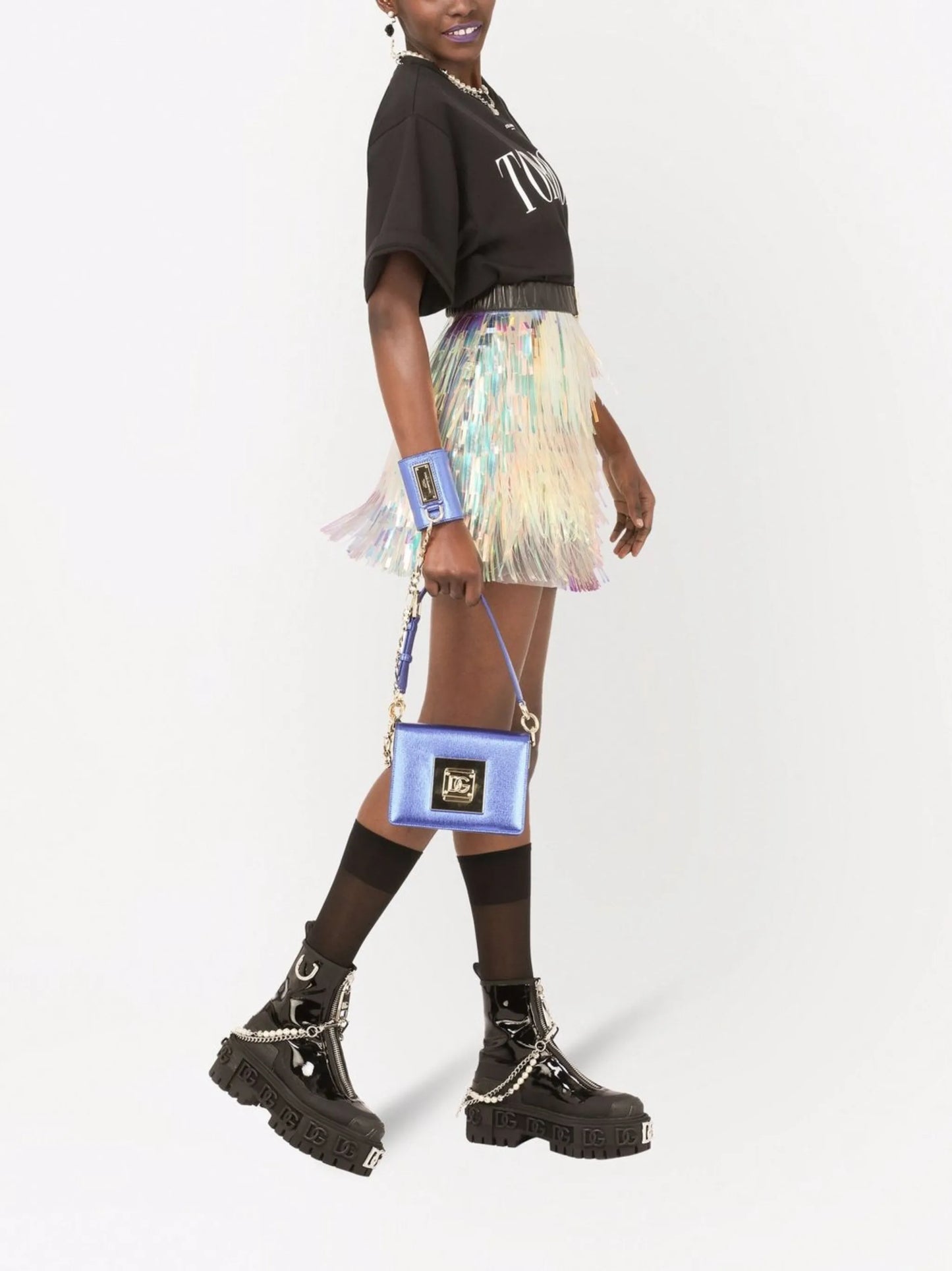 holographic-tassel skirt