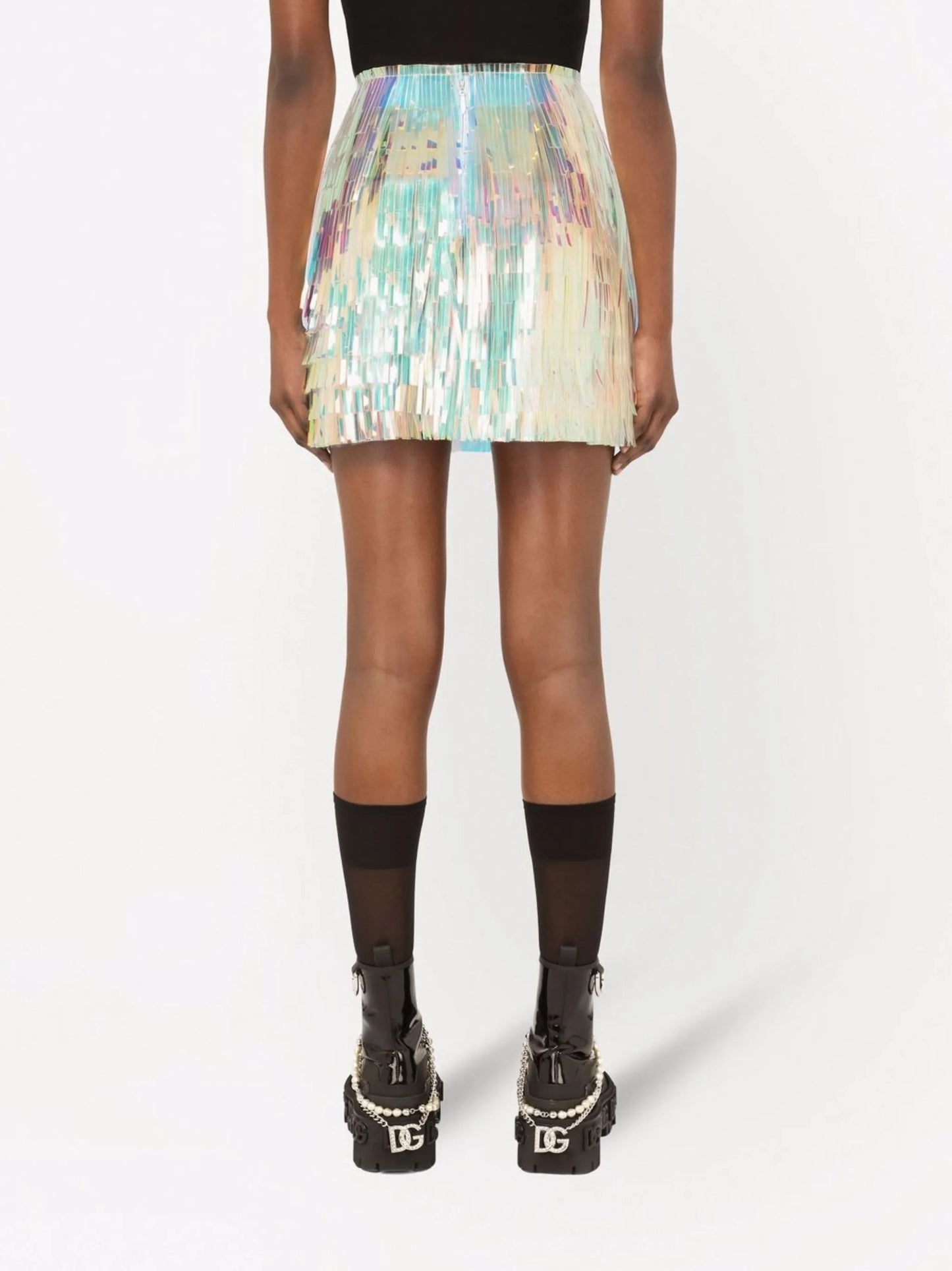holographic-tassel skirt
