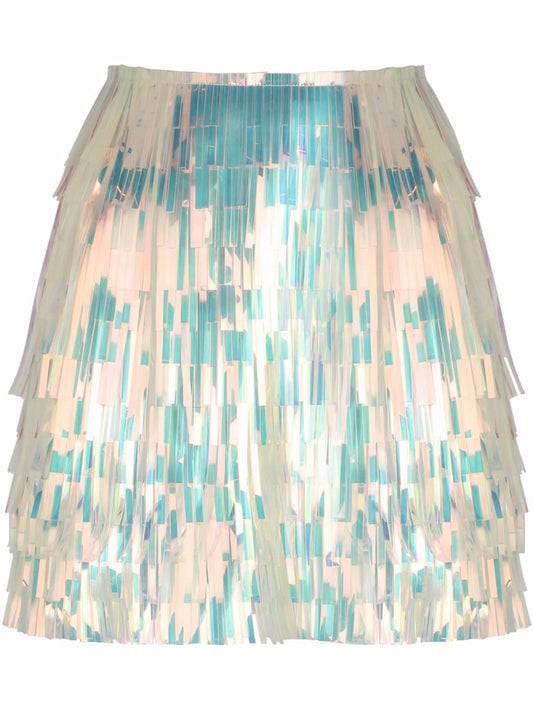 holographic-tassel skirt