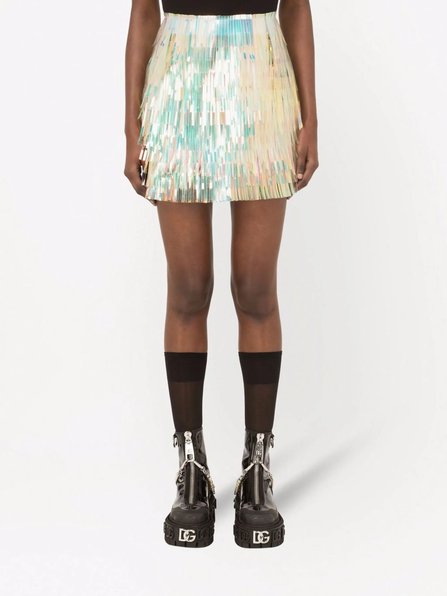 holographic-tassel skirt