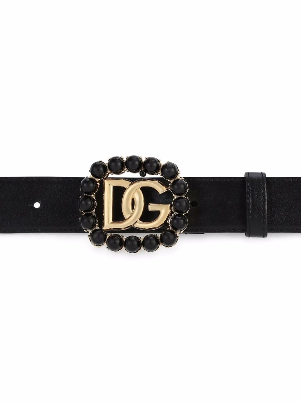 leather DG-logo buckle belt