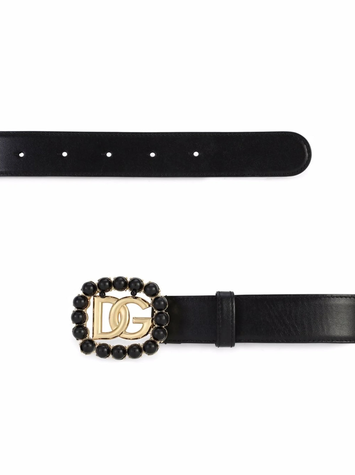 leather DG-logo buckle belt