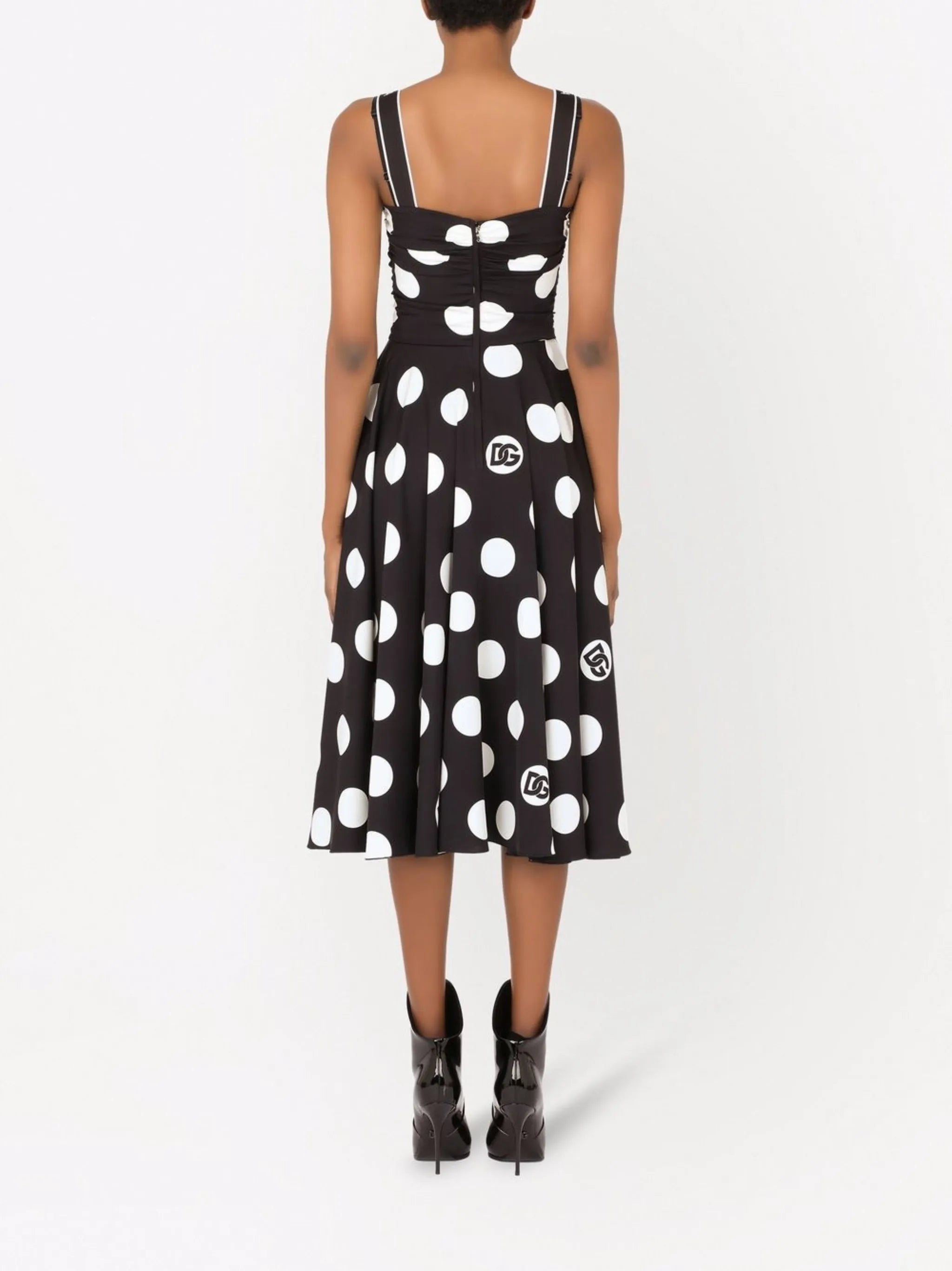 polka-dot mid-length dress