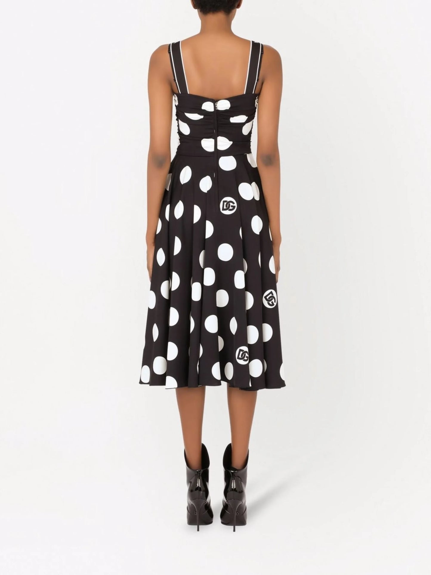 polka-dot mid-length dress