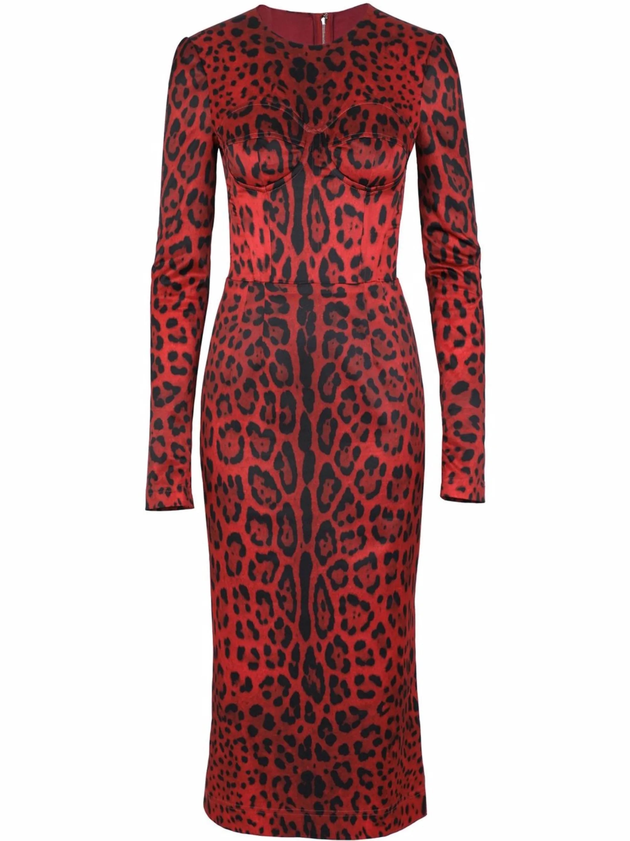 leopard-print mid-length dress