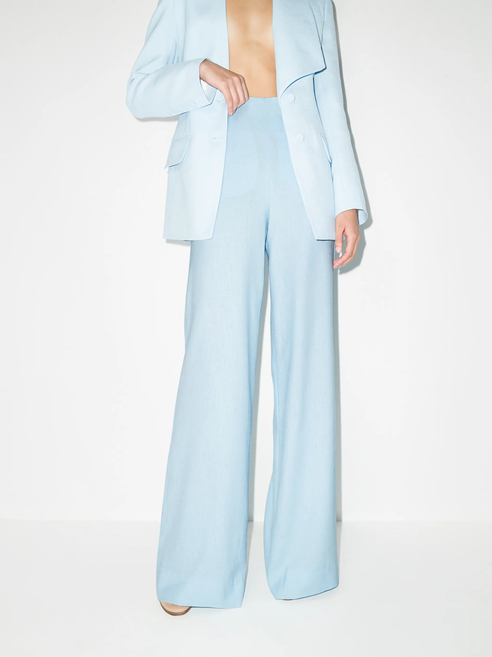 wide-leg twill trousers