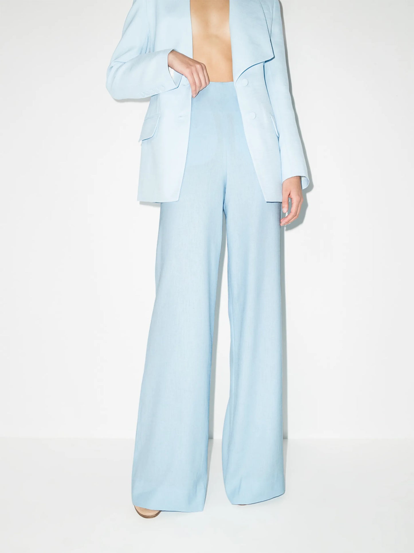 wide-leg twill trousers