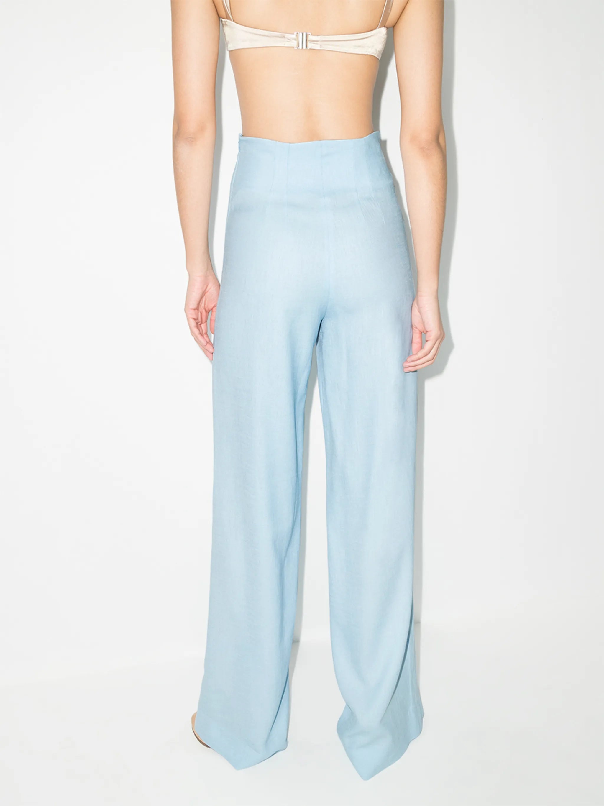 wide-leg twill trousers