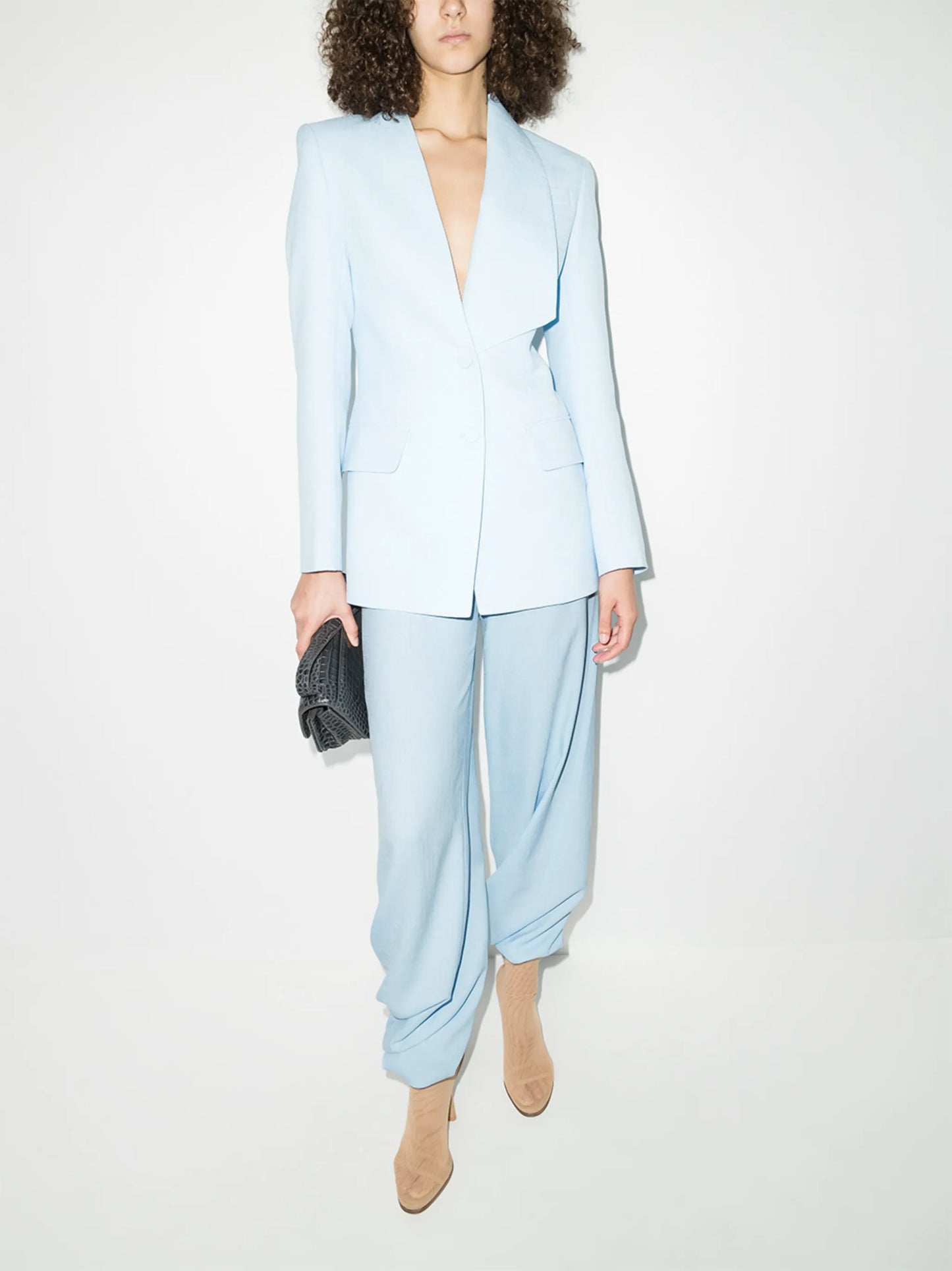 wide-leg twill trousers