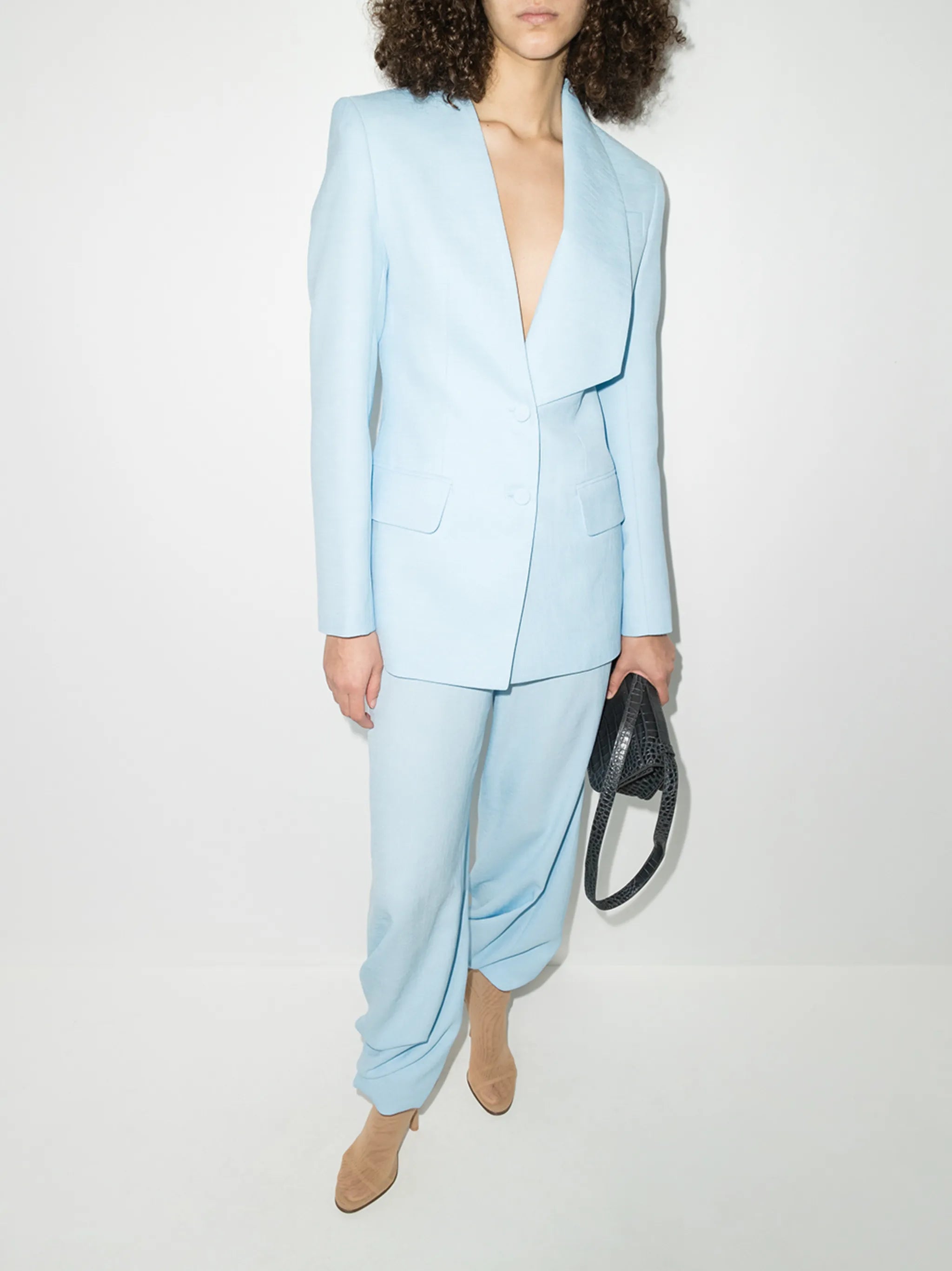twill asymmetric blazer