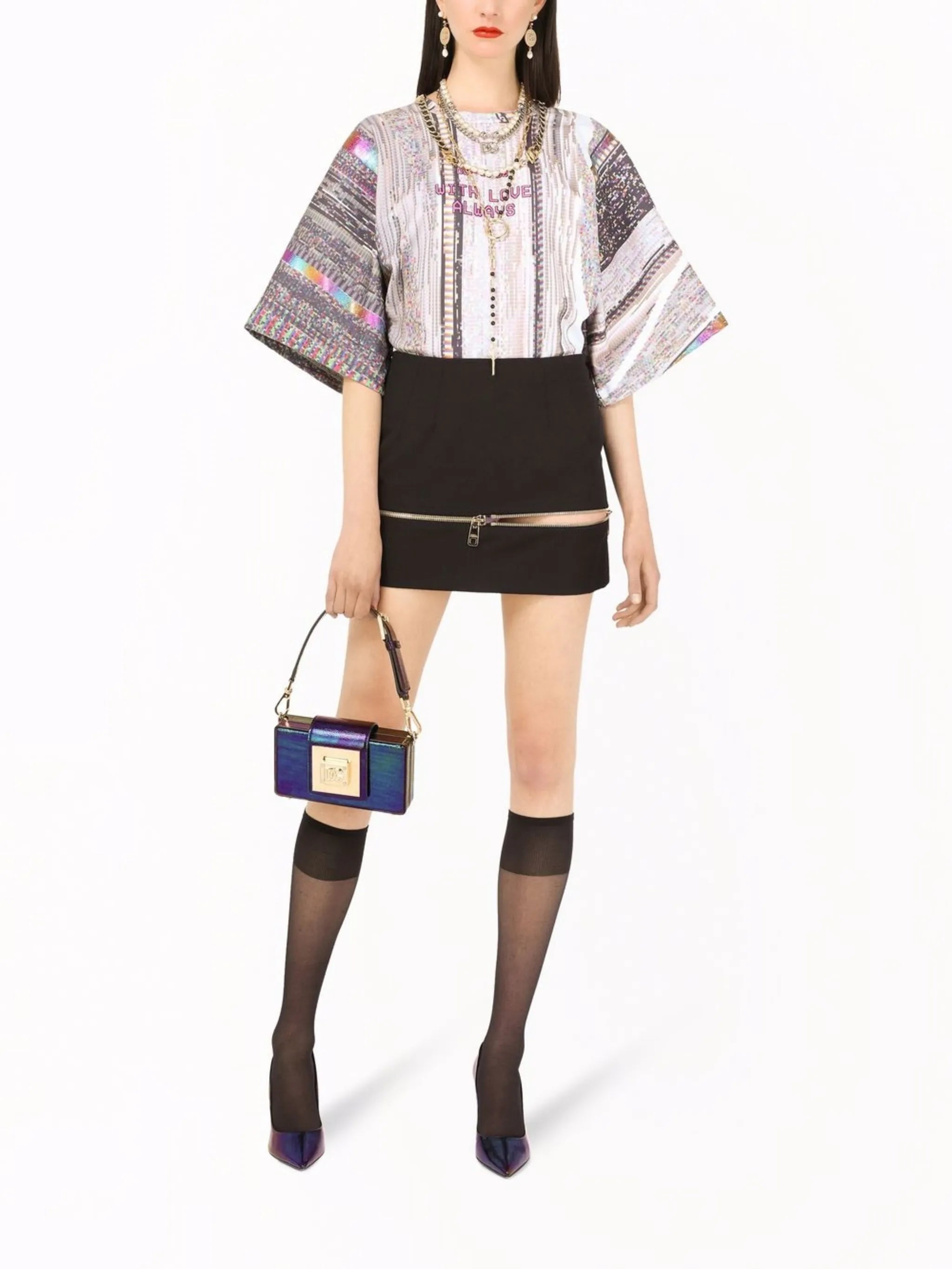 zip-detail A-line skirt