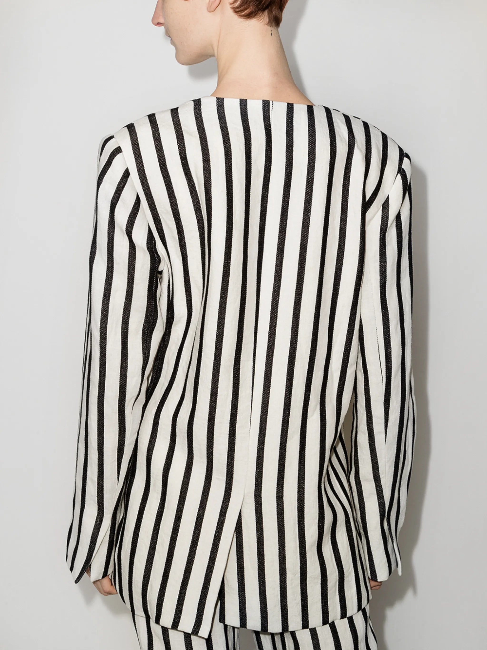 Origami stripe-pattern blazer
