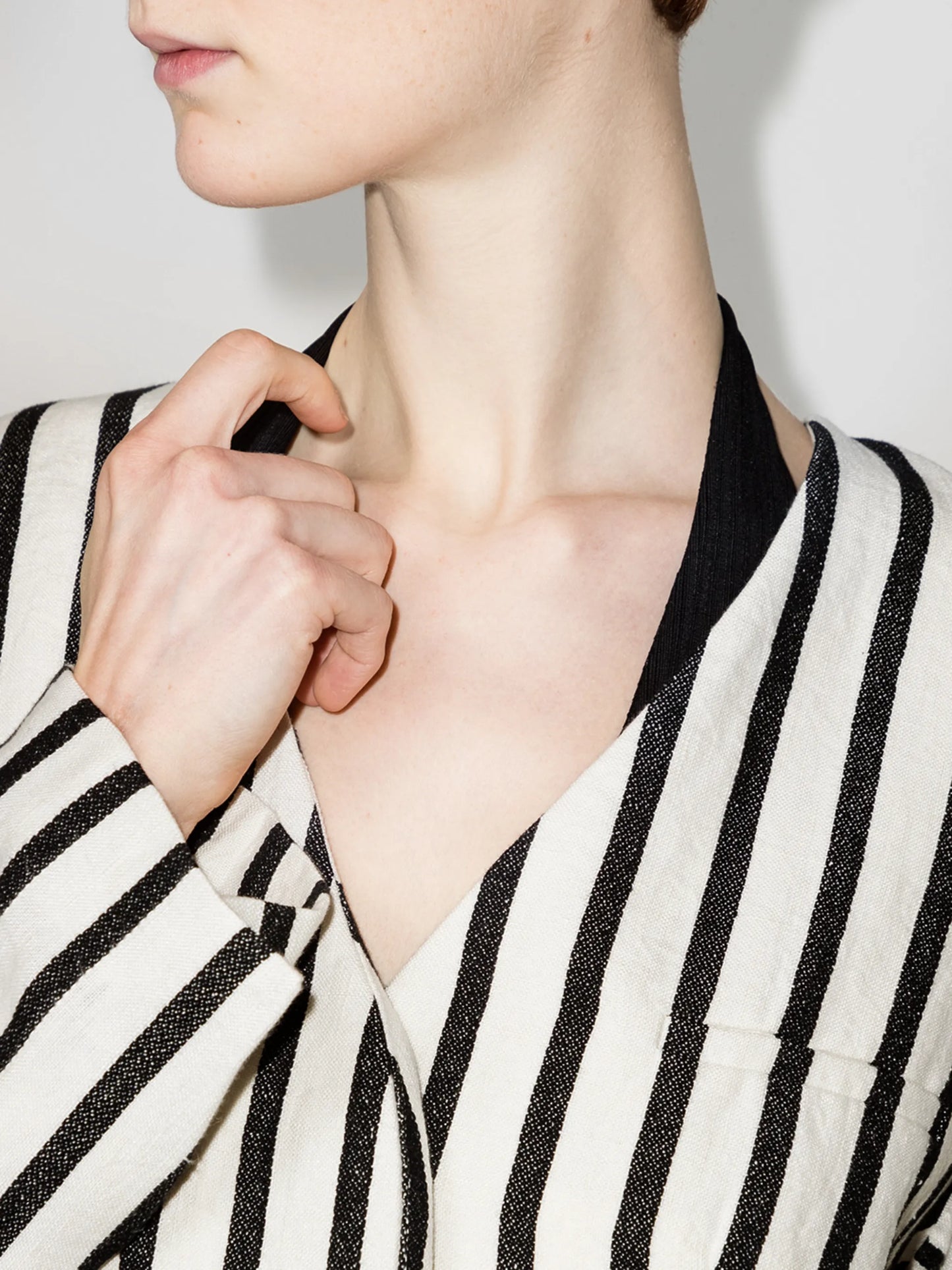 Origami stripe-pattern blazer