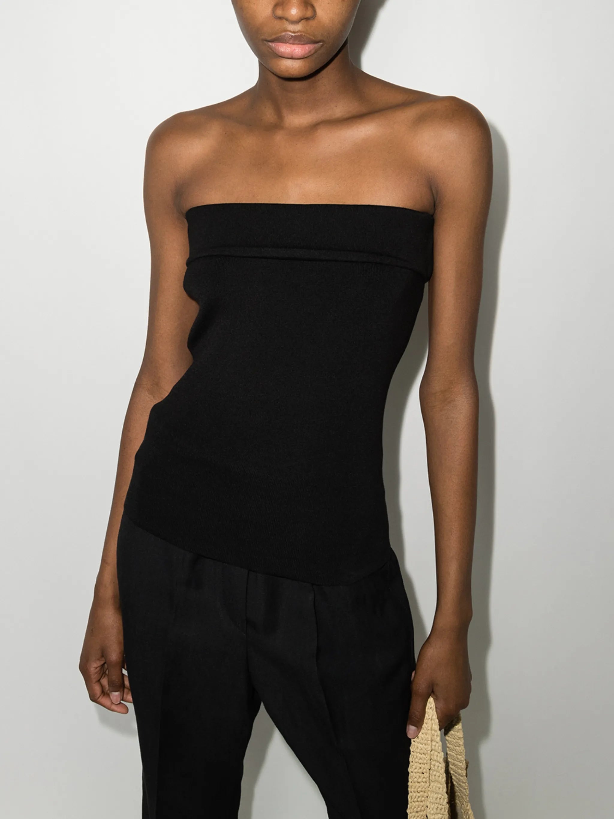 folded-waist knitted miniskirt