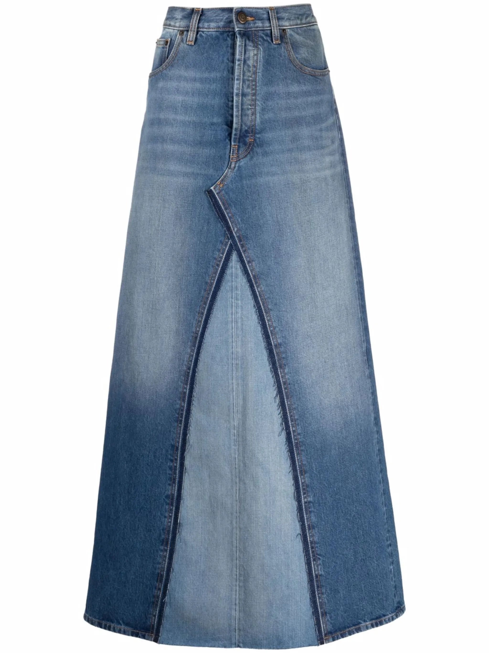 two-tone denim skirt