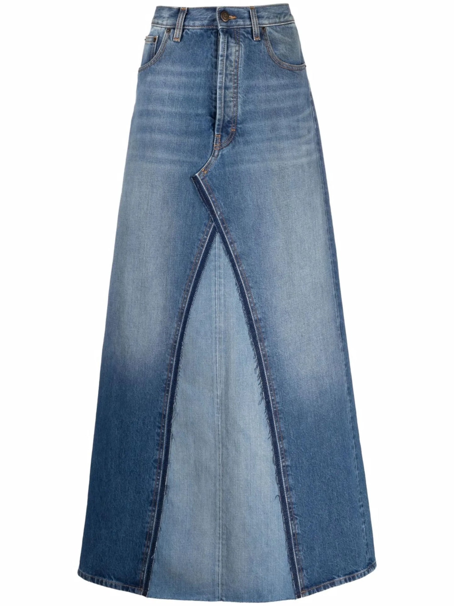 two-tone denim skirt