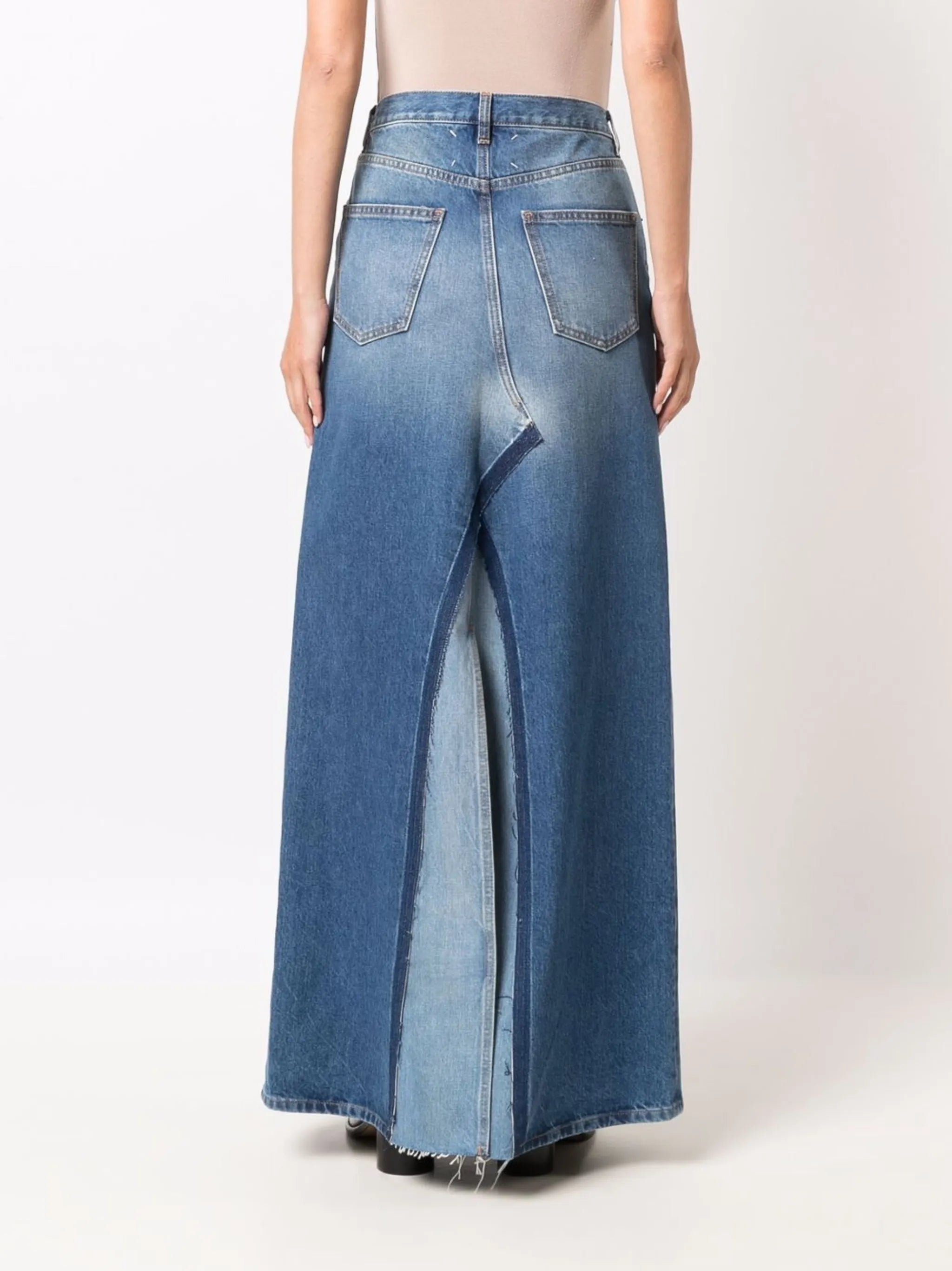 two-tone denim skirt
