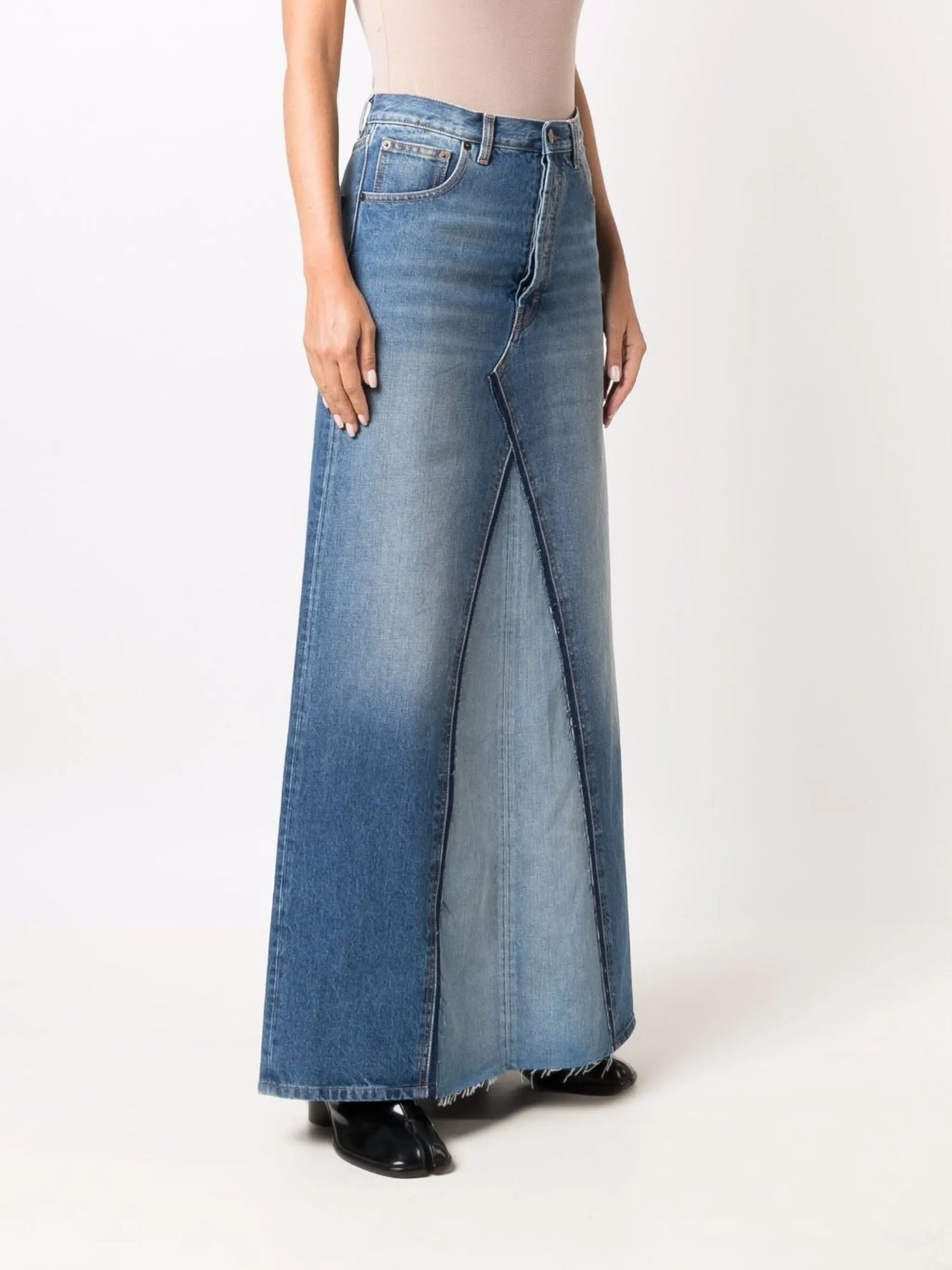 two-tone denim skirt