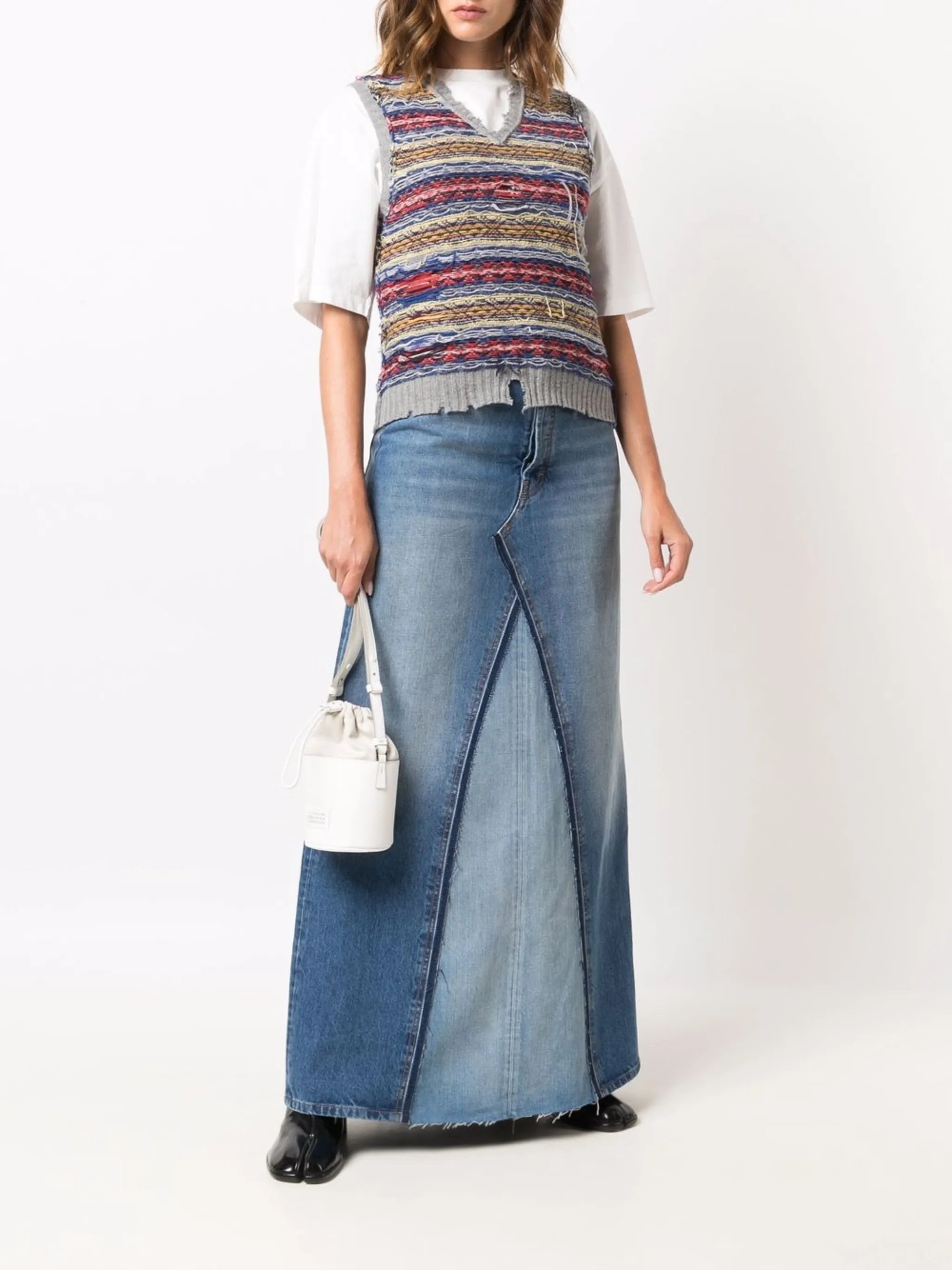 two-tone denim skirt