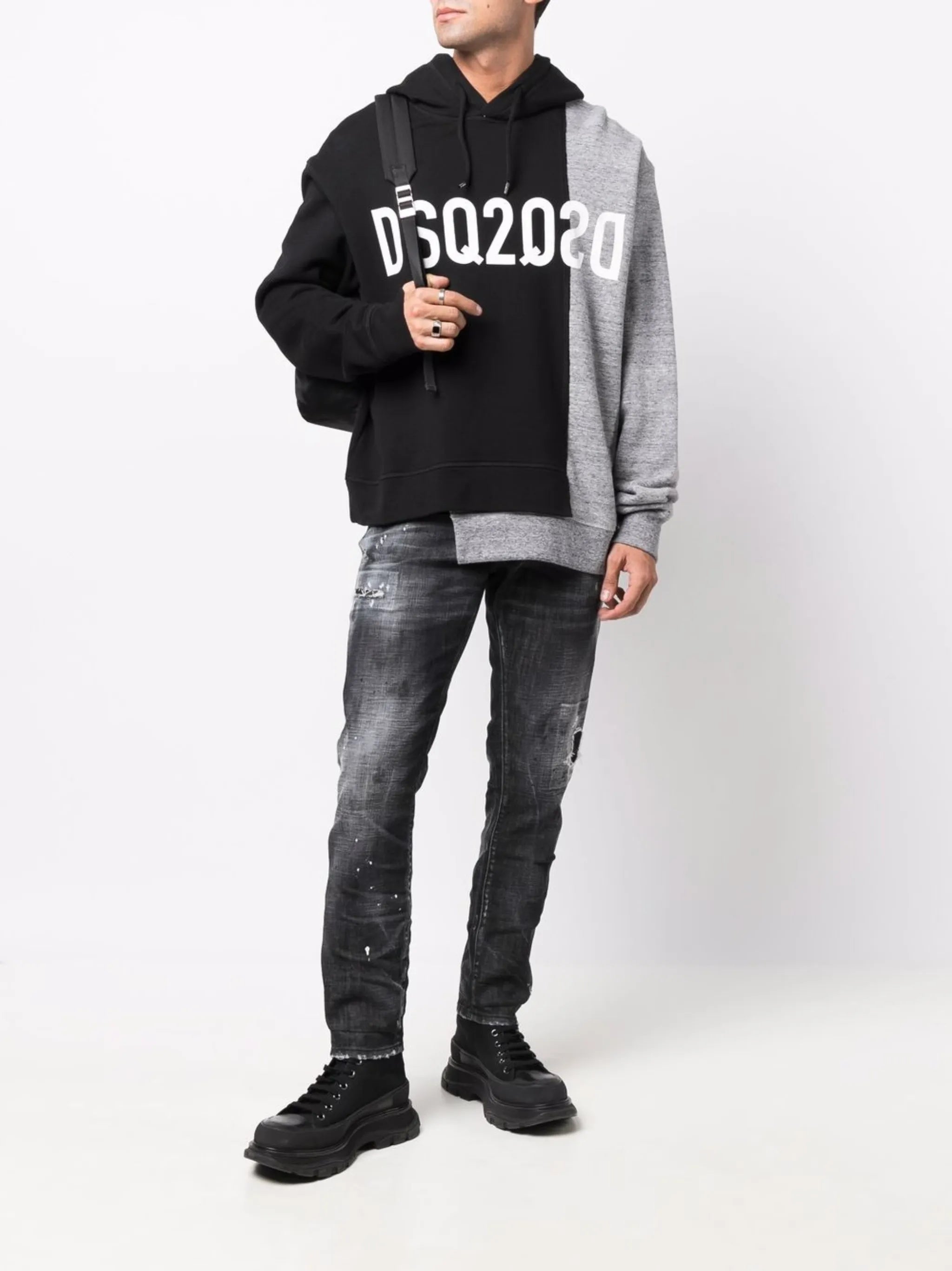 mid-rise distressed straight-leg jeans