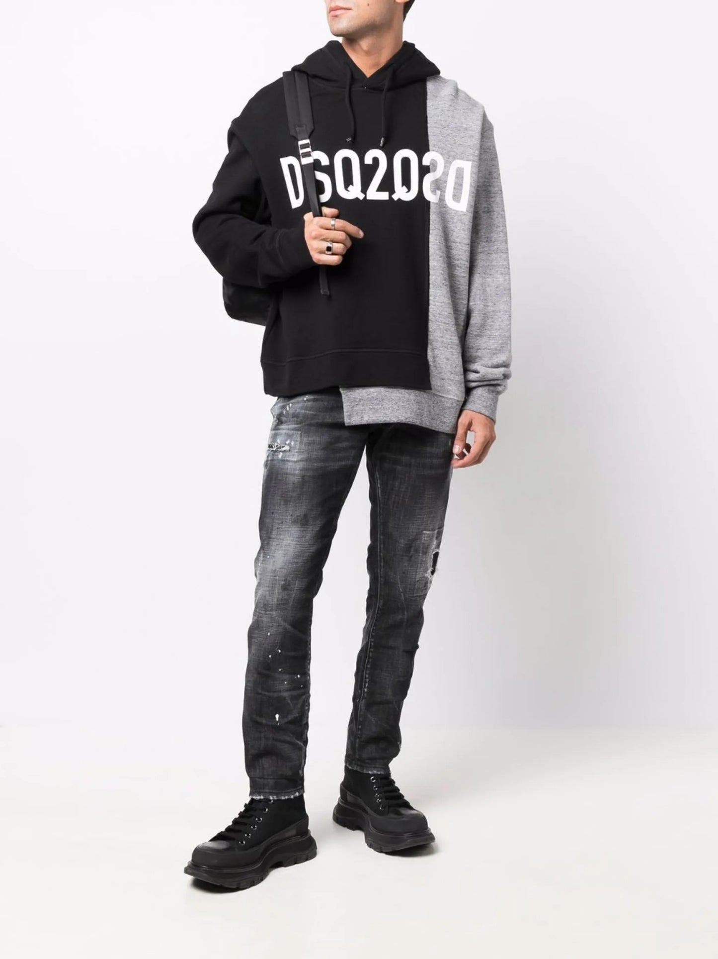 mid-rise distressed straight-leg jeans