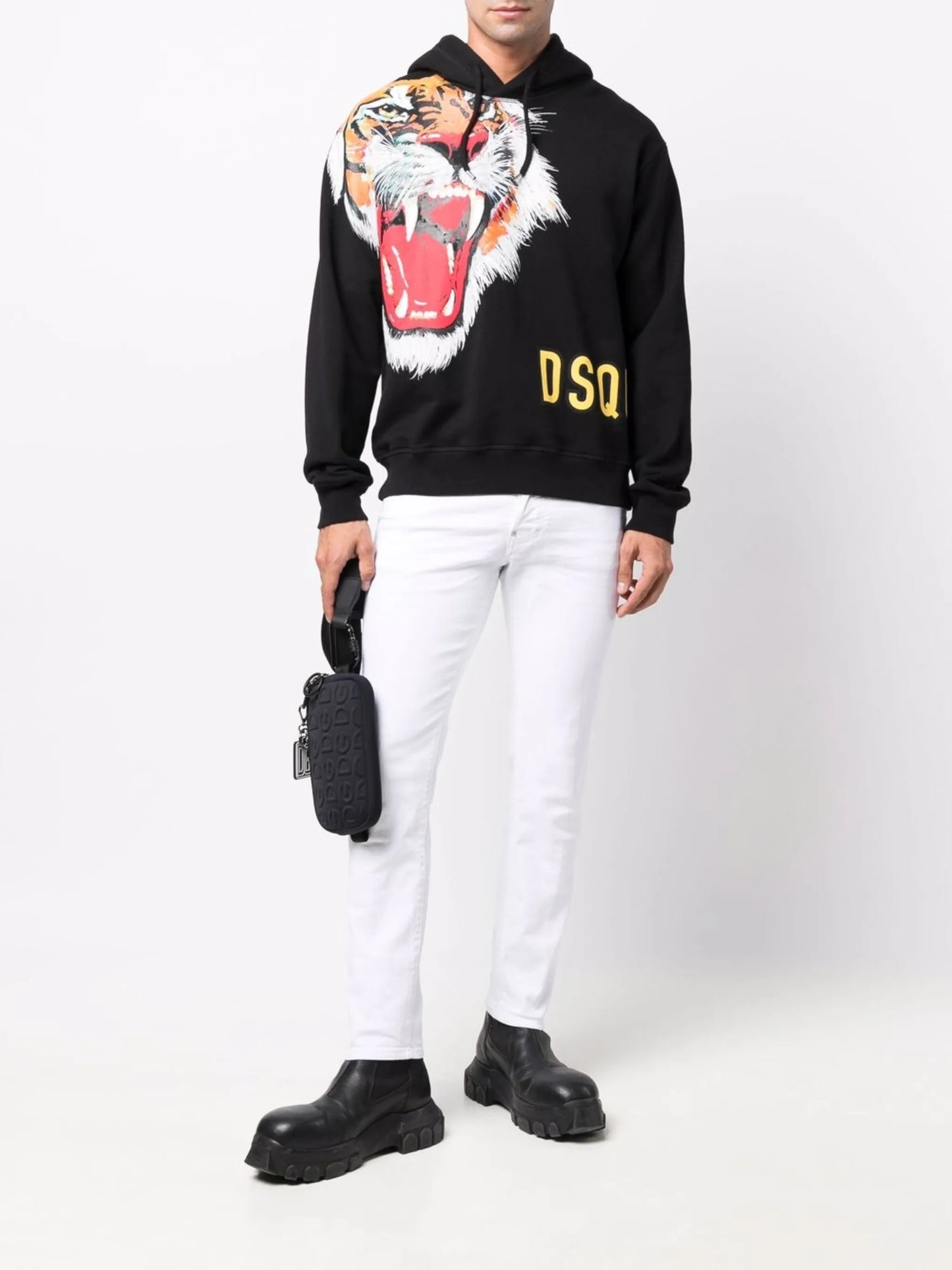 tiger-print cotton hoodie