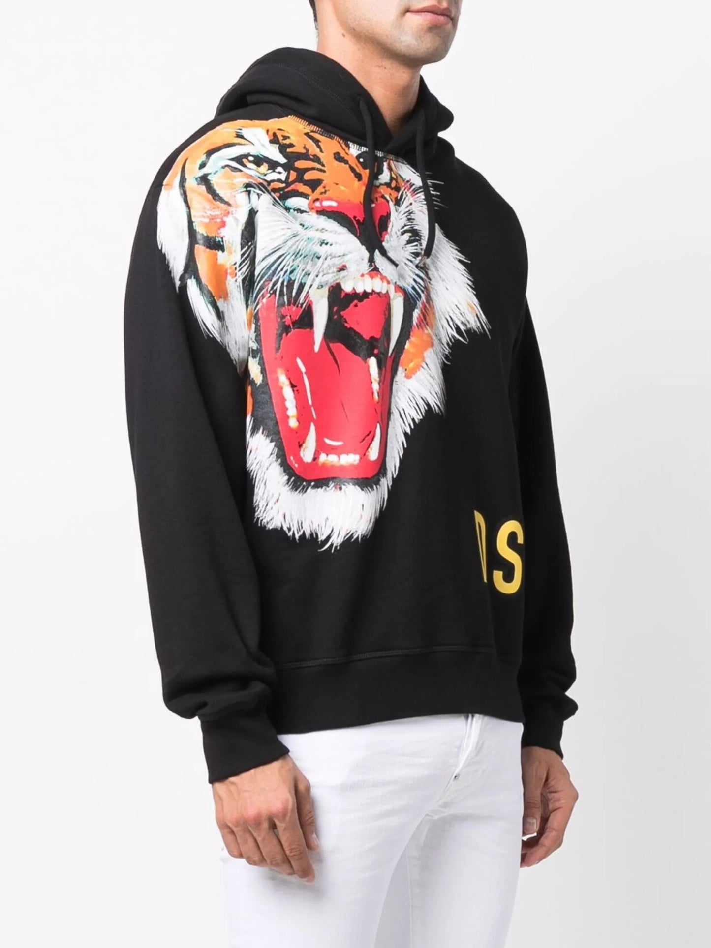 tiger-print cotton hoodie