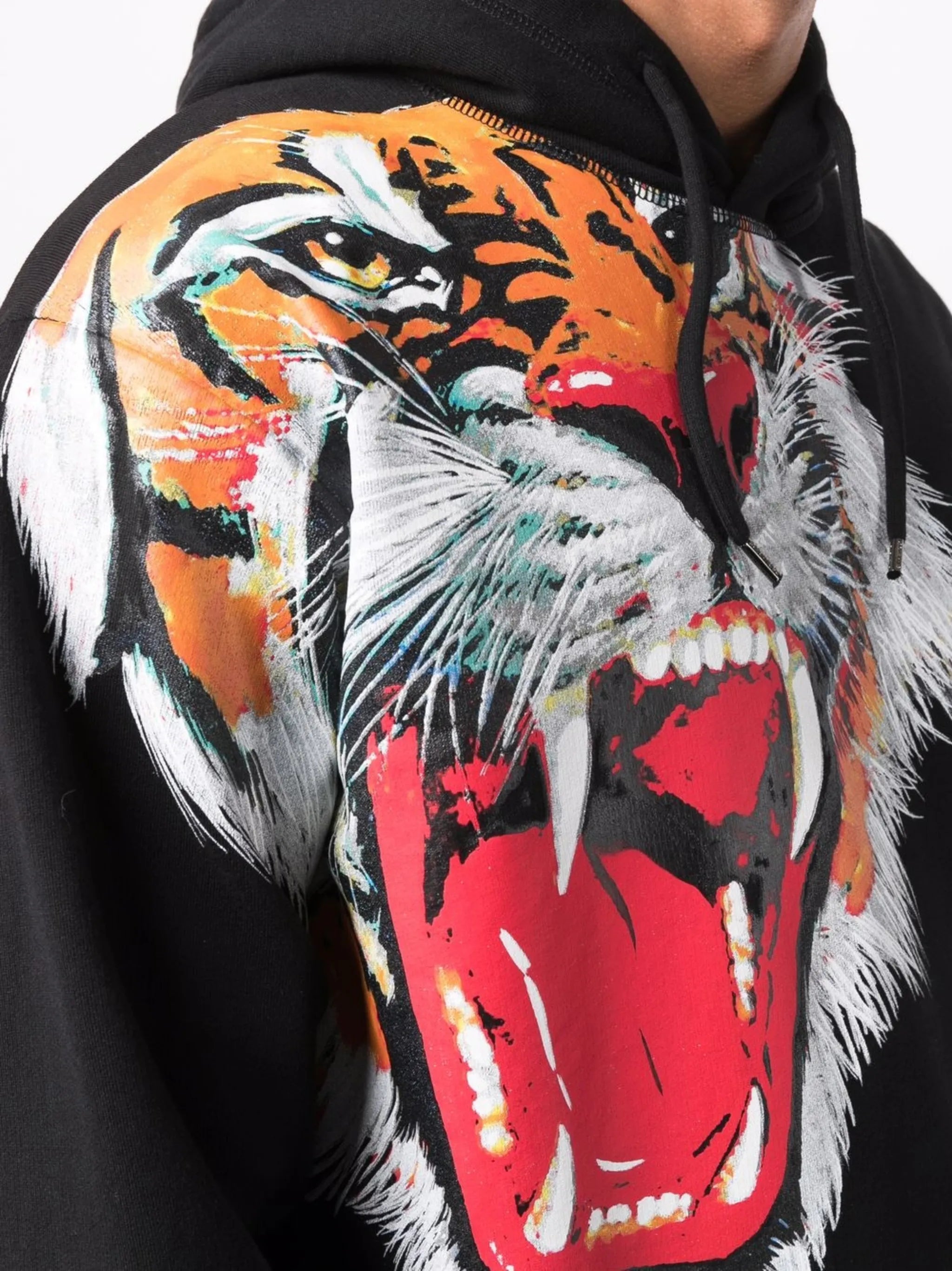tiger-print cotton hoodie