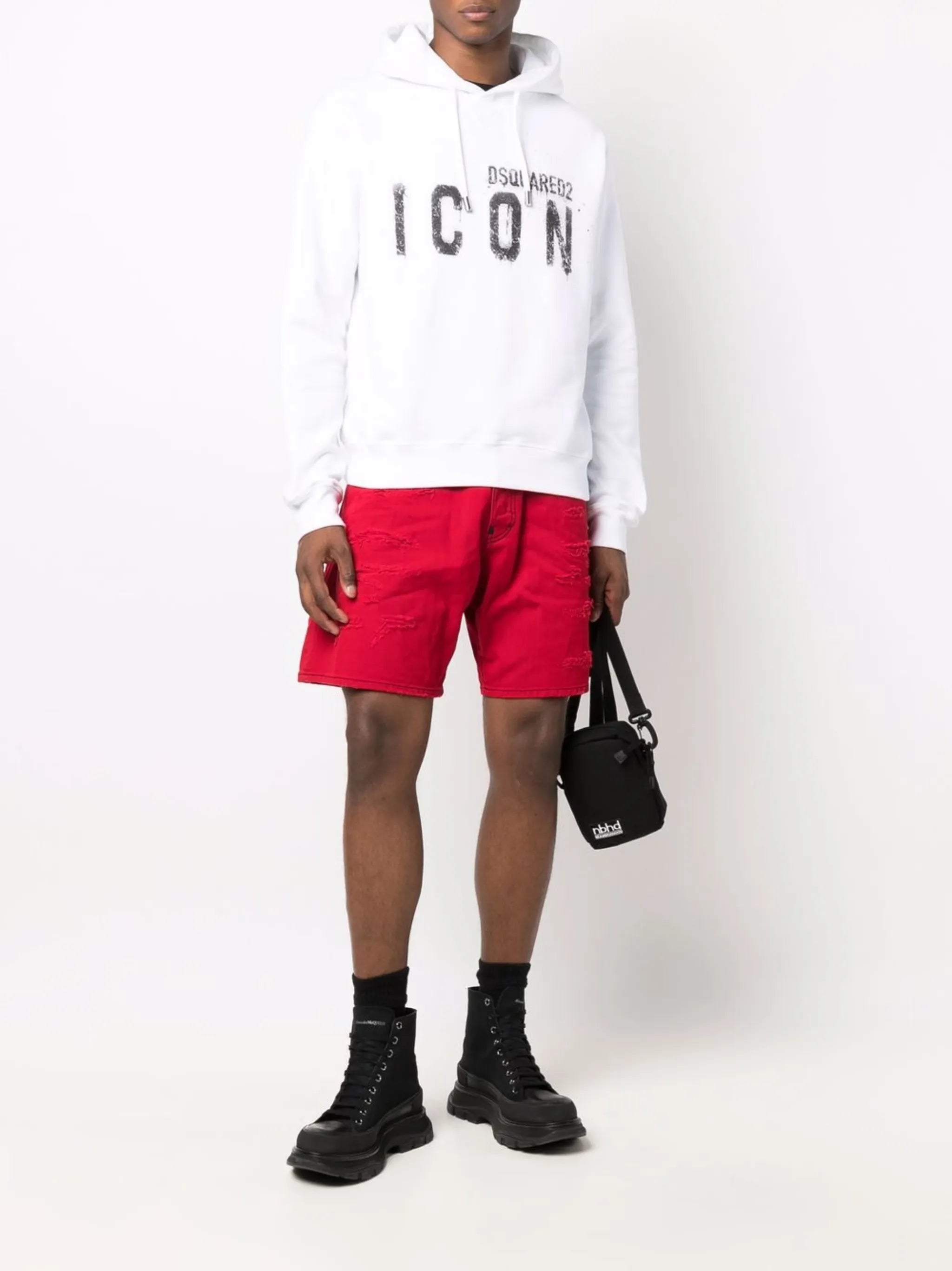 Icon paint-splatter cotton hoodie
