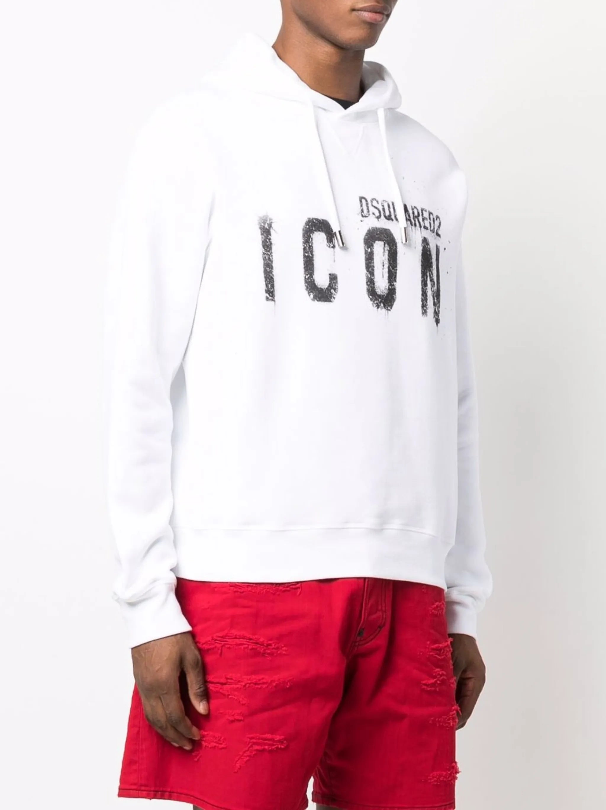 Icon paint-splatter cotton hoodie