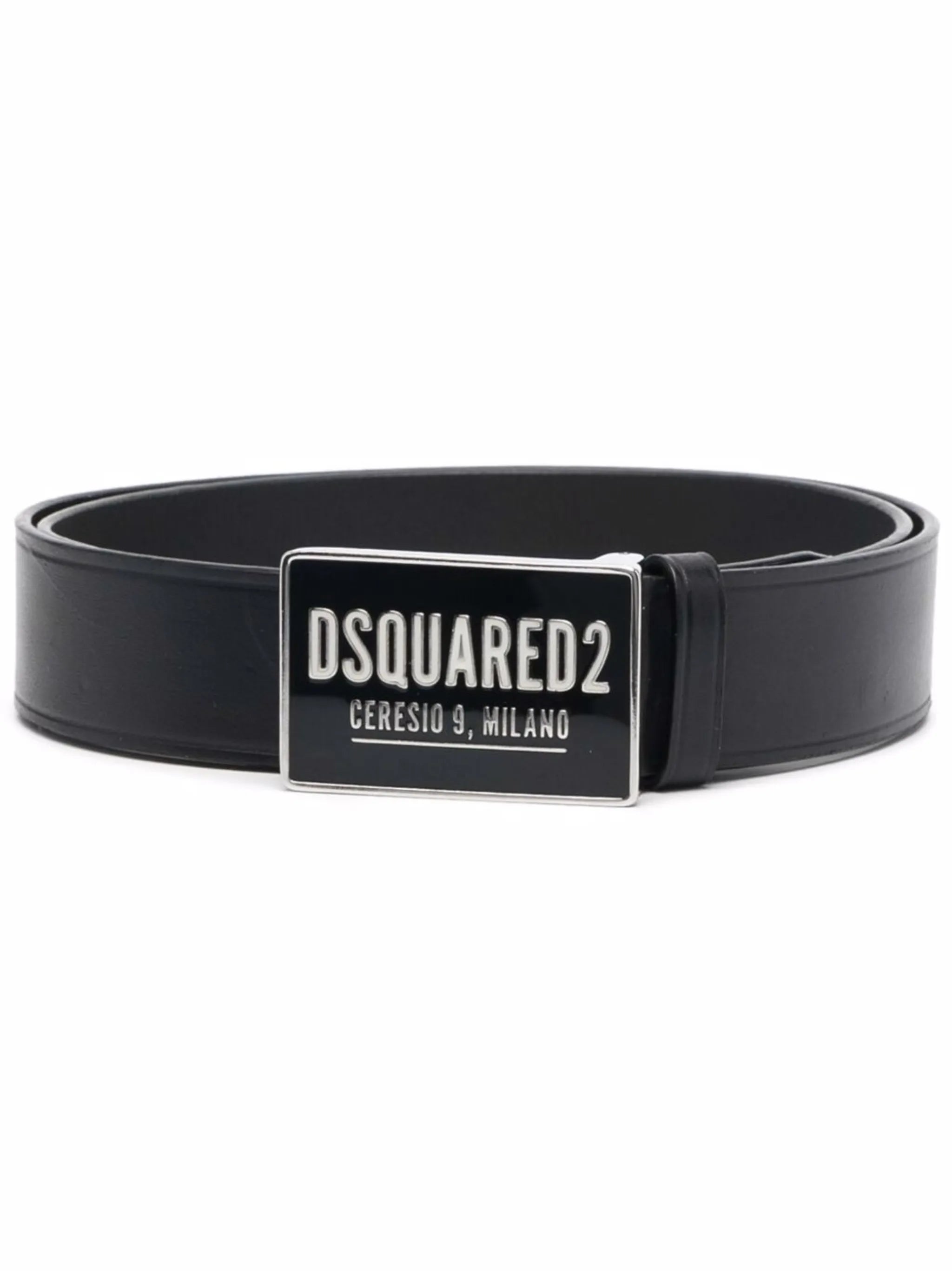 logo-plaque leather belt