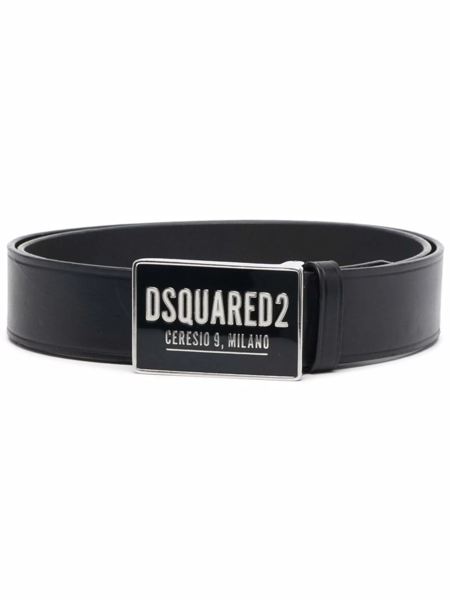 logo-plaque leather belt