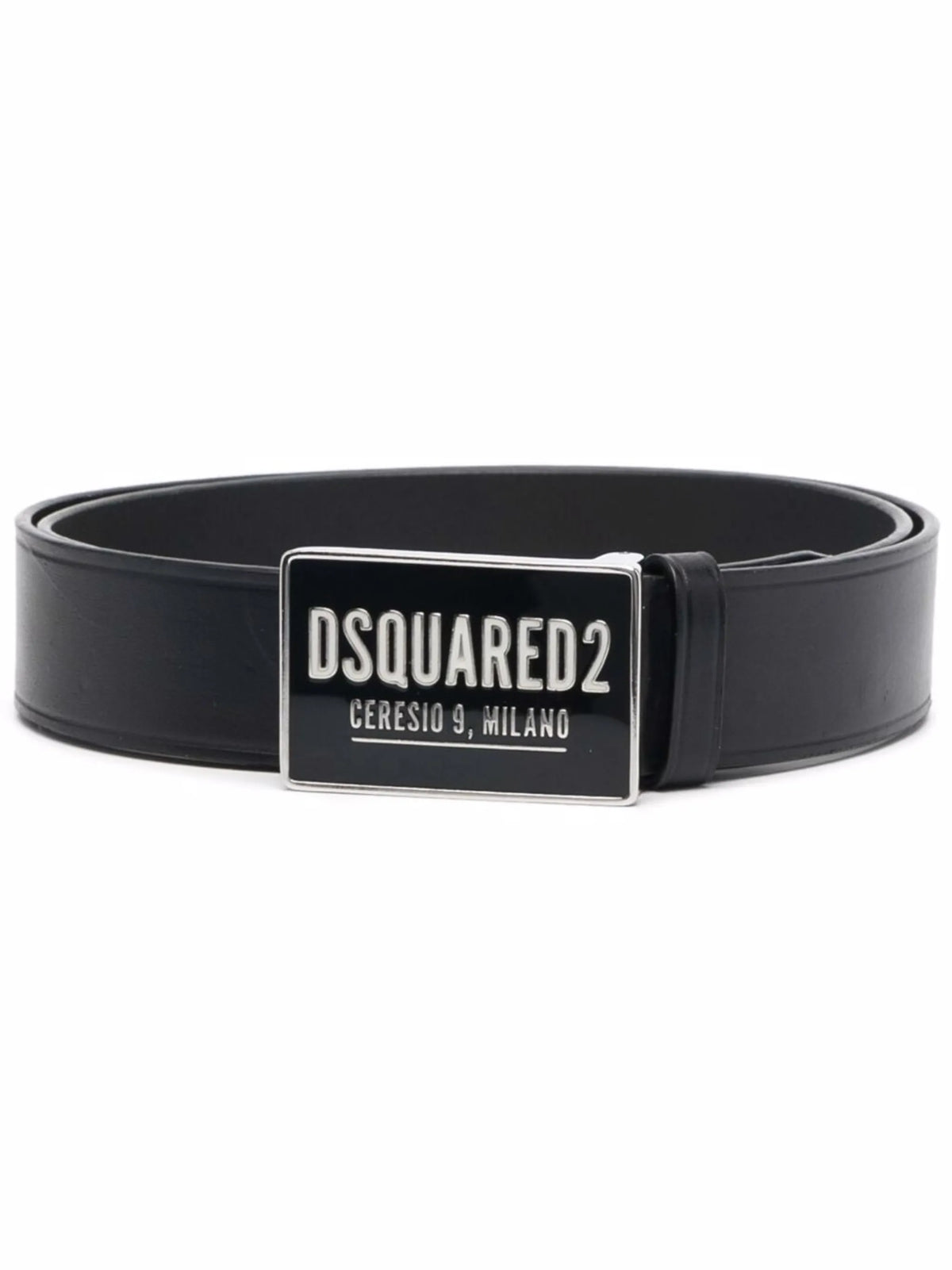 logo-plaque leather belt