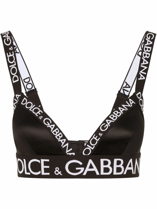 logo-tape satin triangle bra