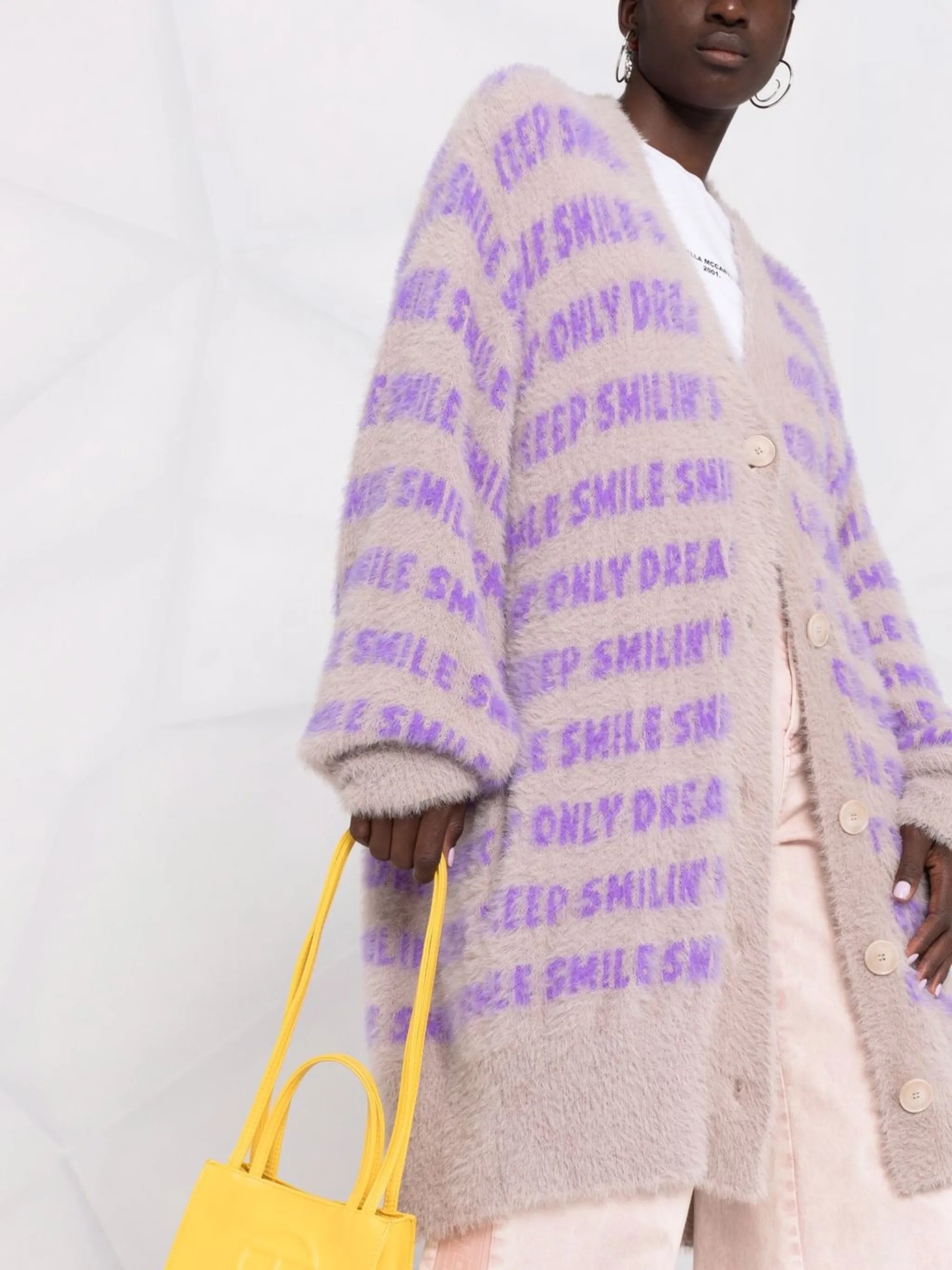 slogan-motif cardigan