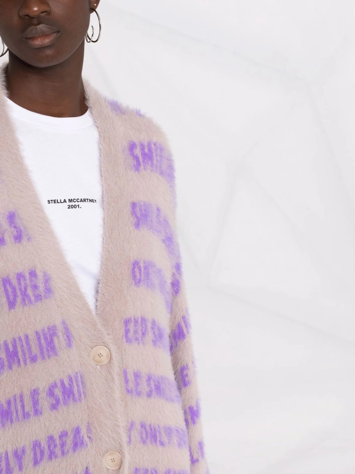 slogan-motif cardigan
