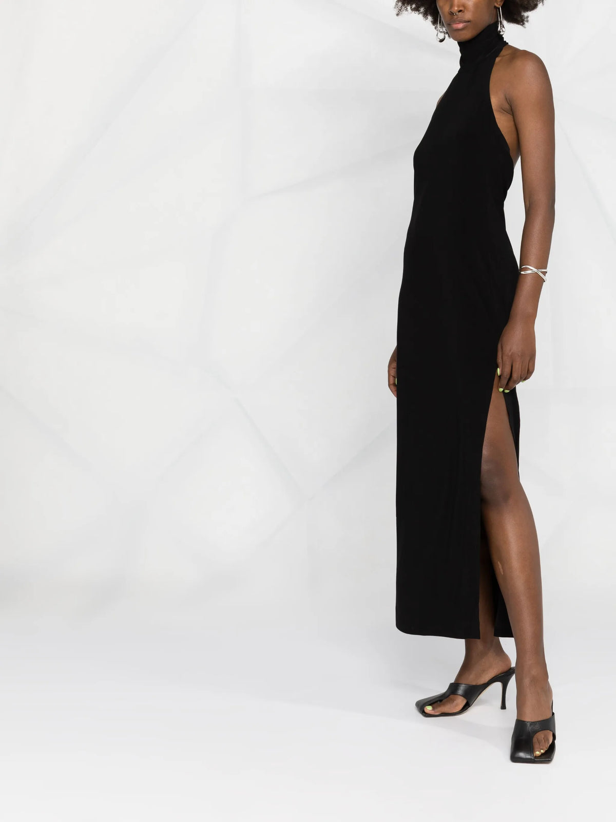 Halter turtle side slit gown