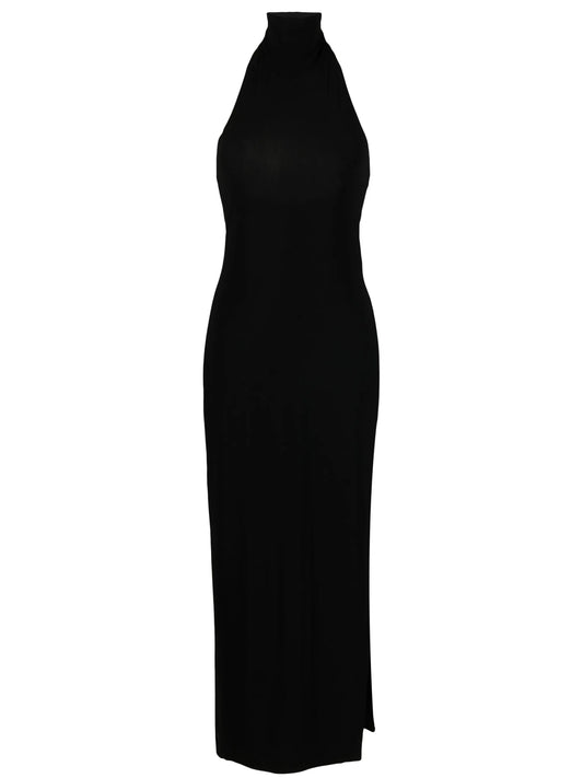 side-slit detail halter dress