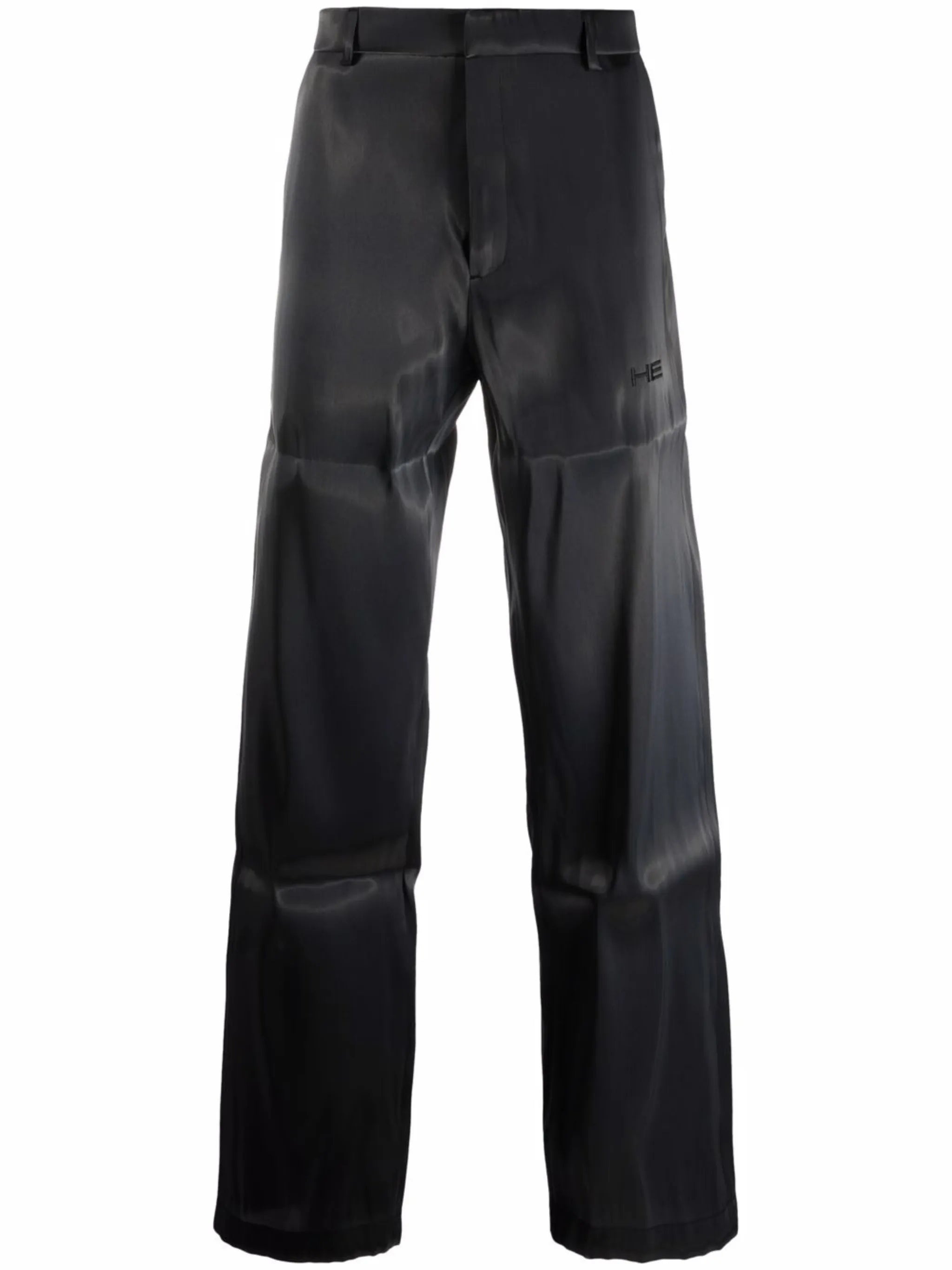 metallic-effect straight-leg trousers