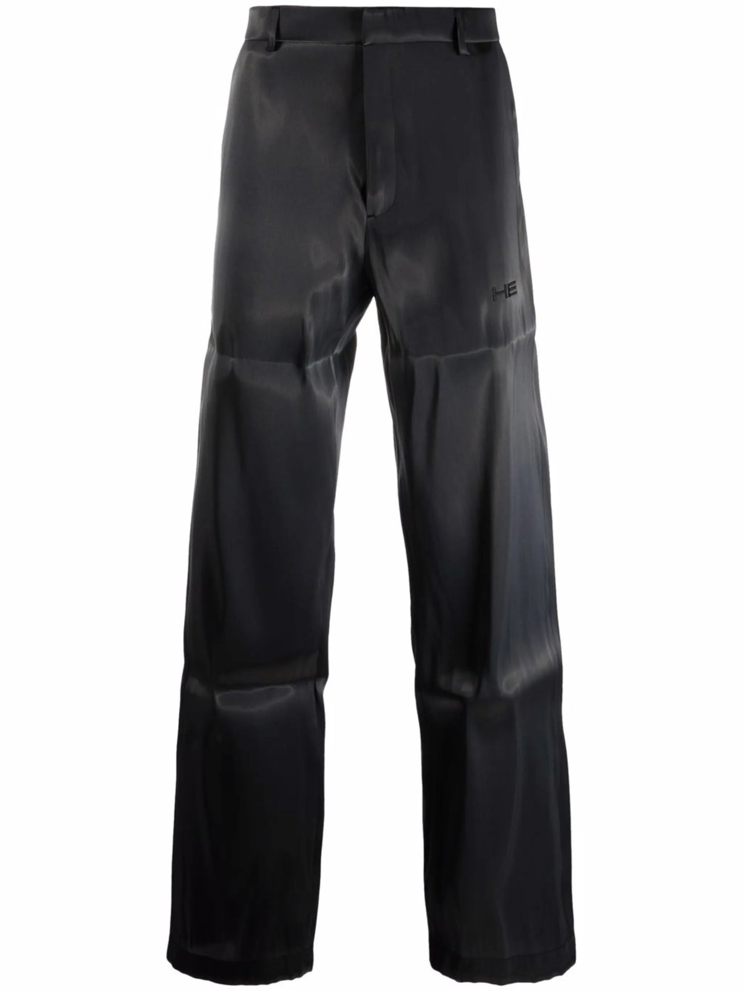 metallic-effect straight-leg trousers