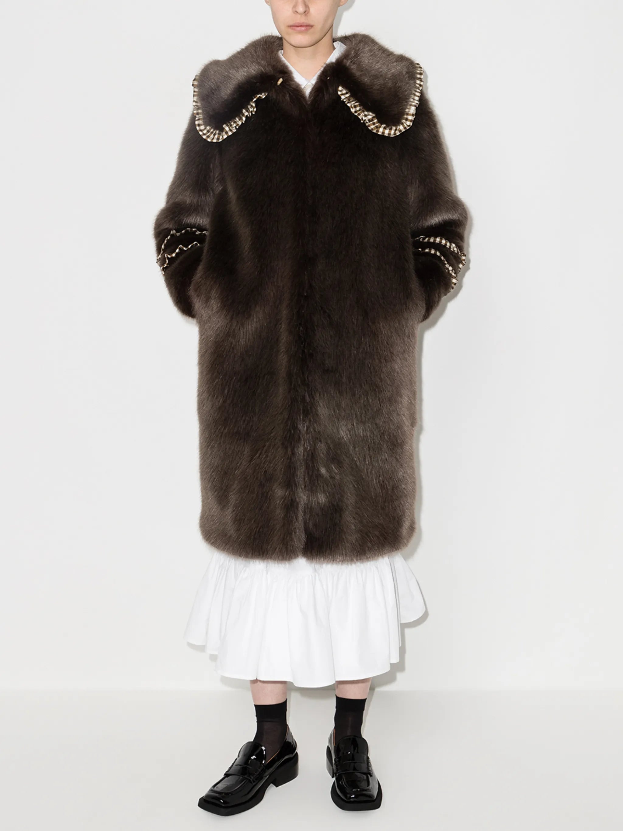 Brandy faux-fur coat