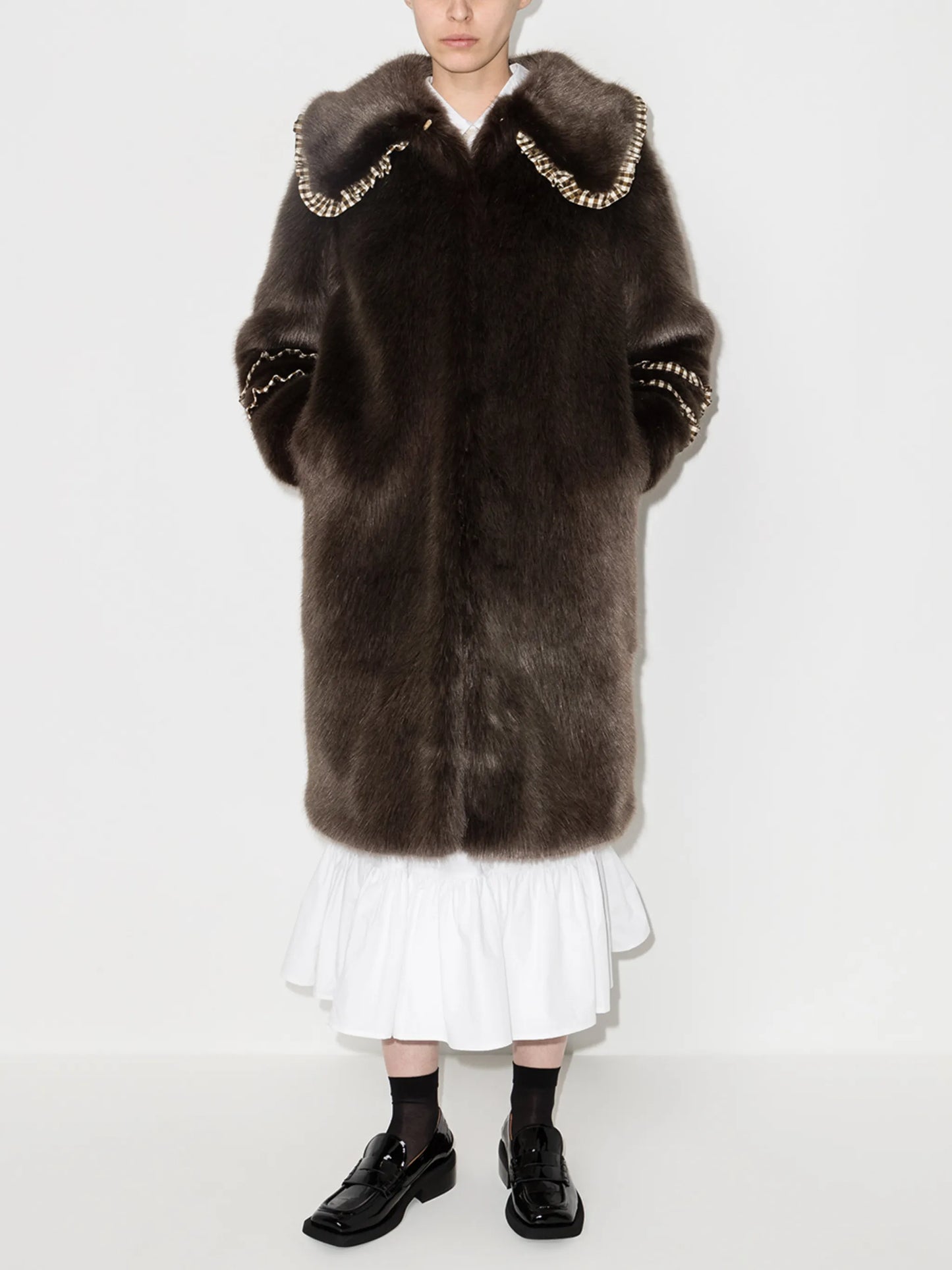 Brandy faux-fur coat