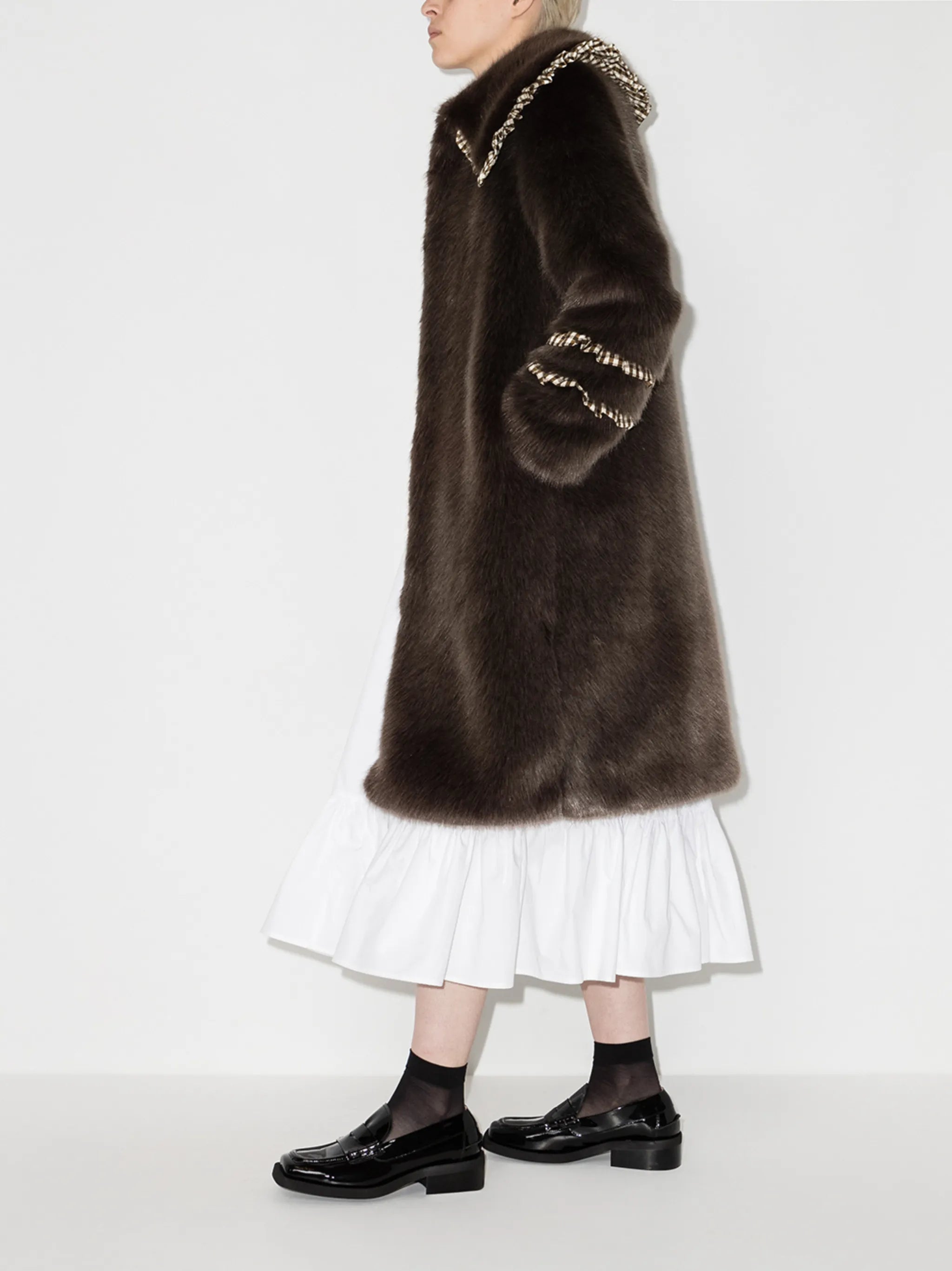 Brandy faux-fur coat