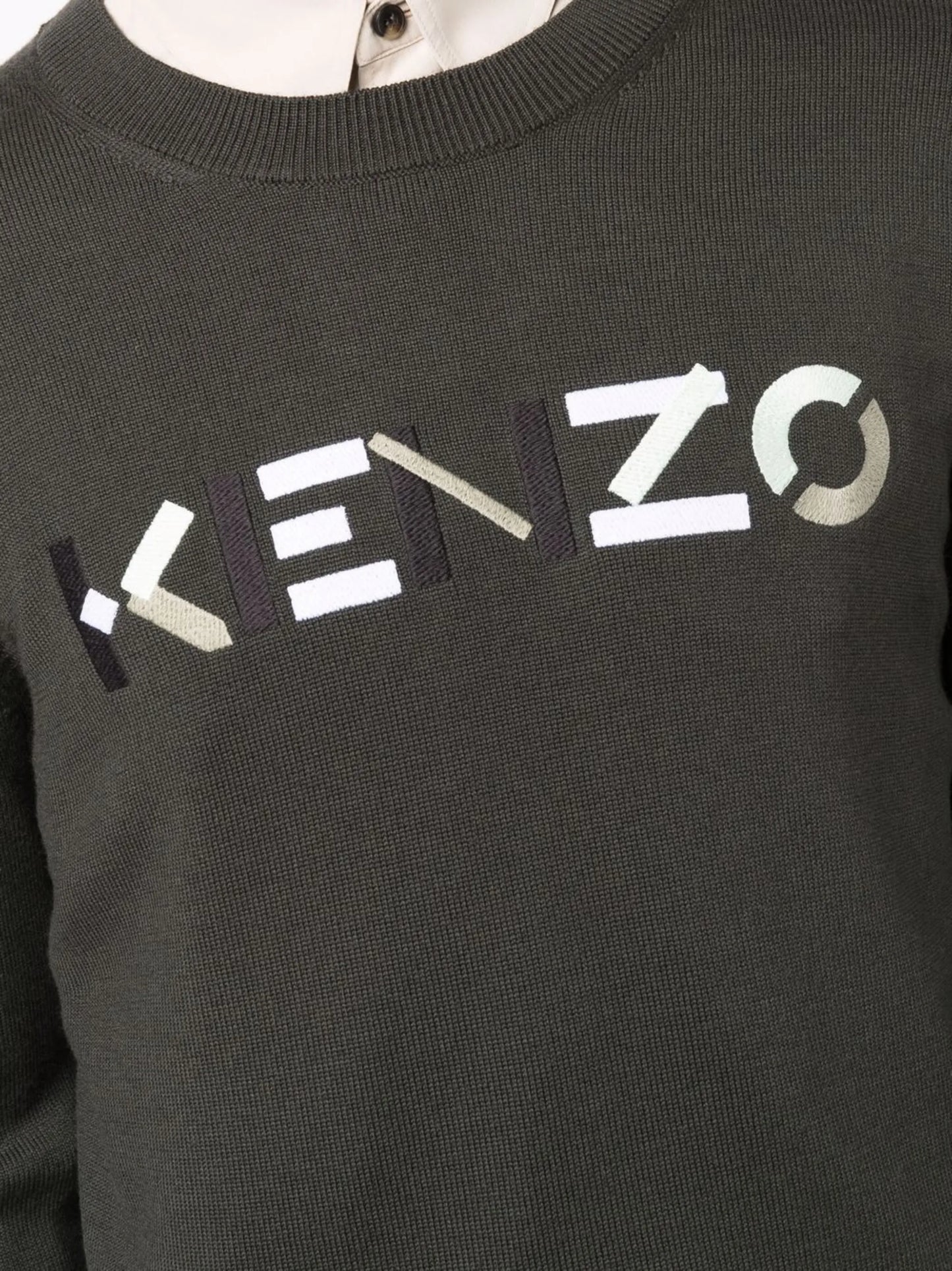 logo-print wool jumper