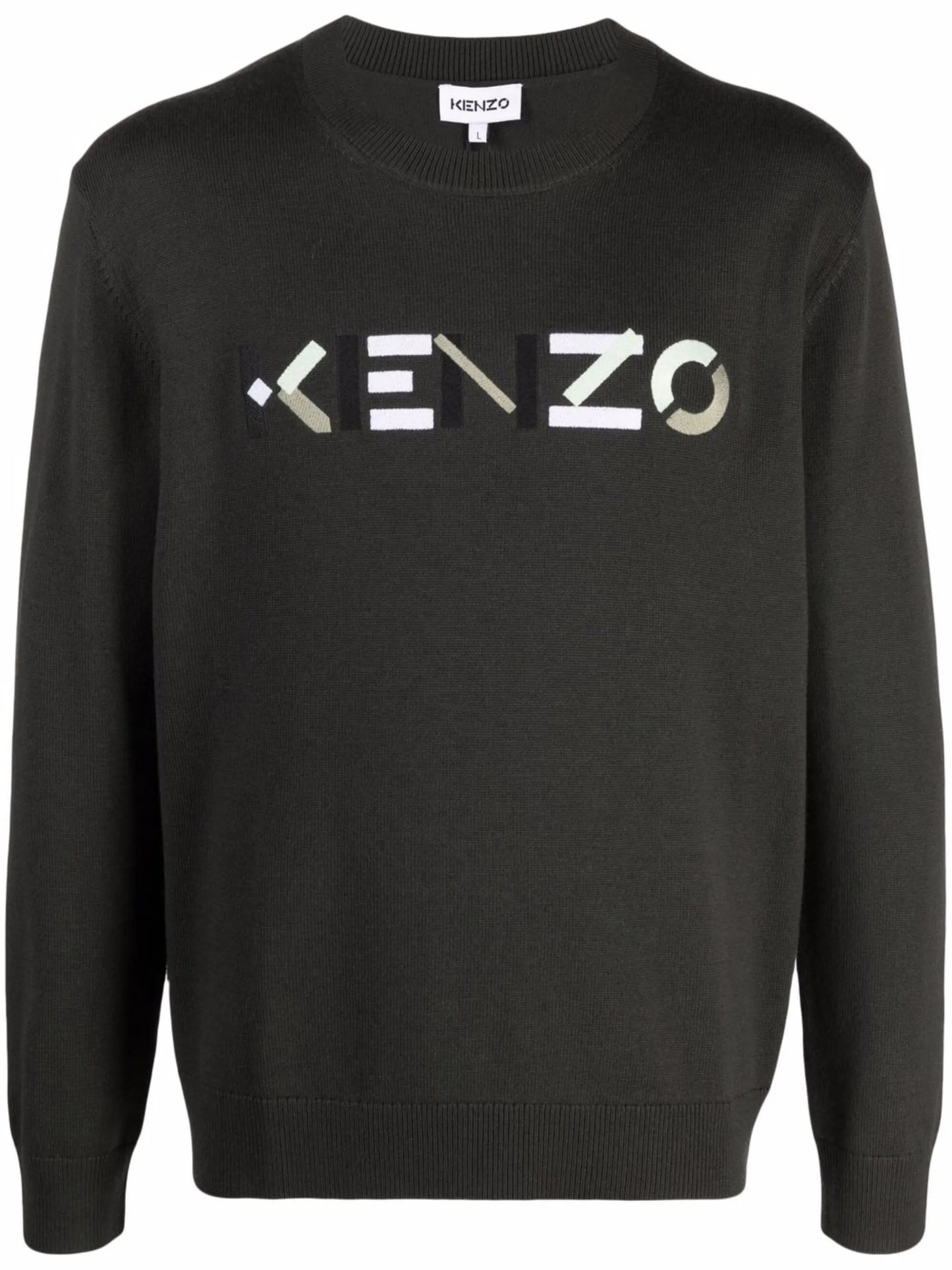 logo-print wool jumper